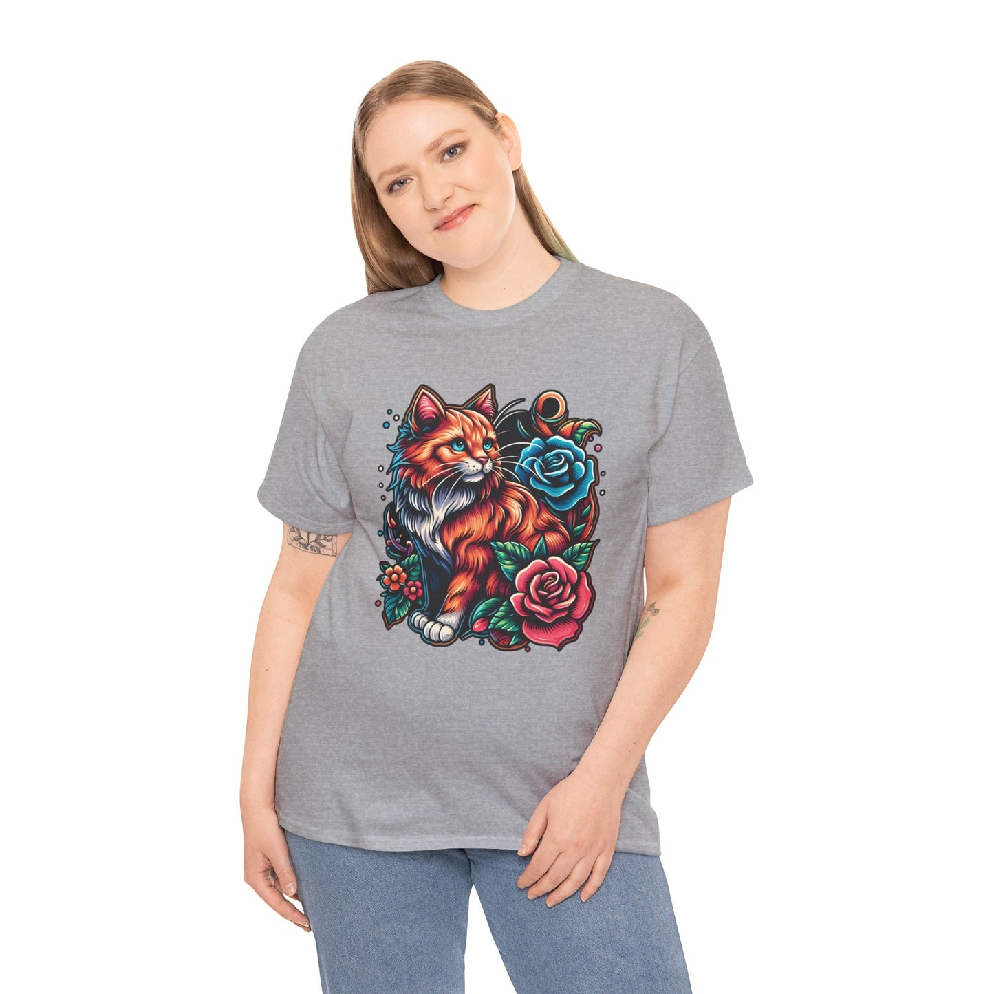 Tattoo Cat and Roses T-Shirt