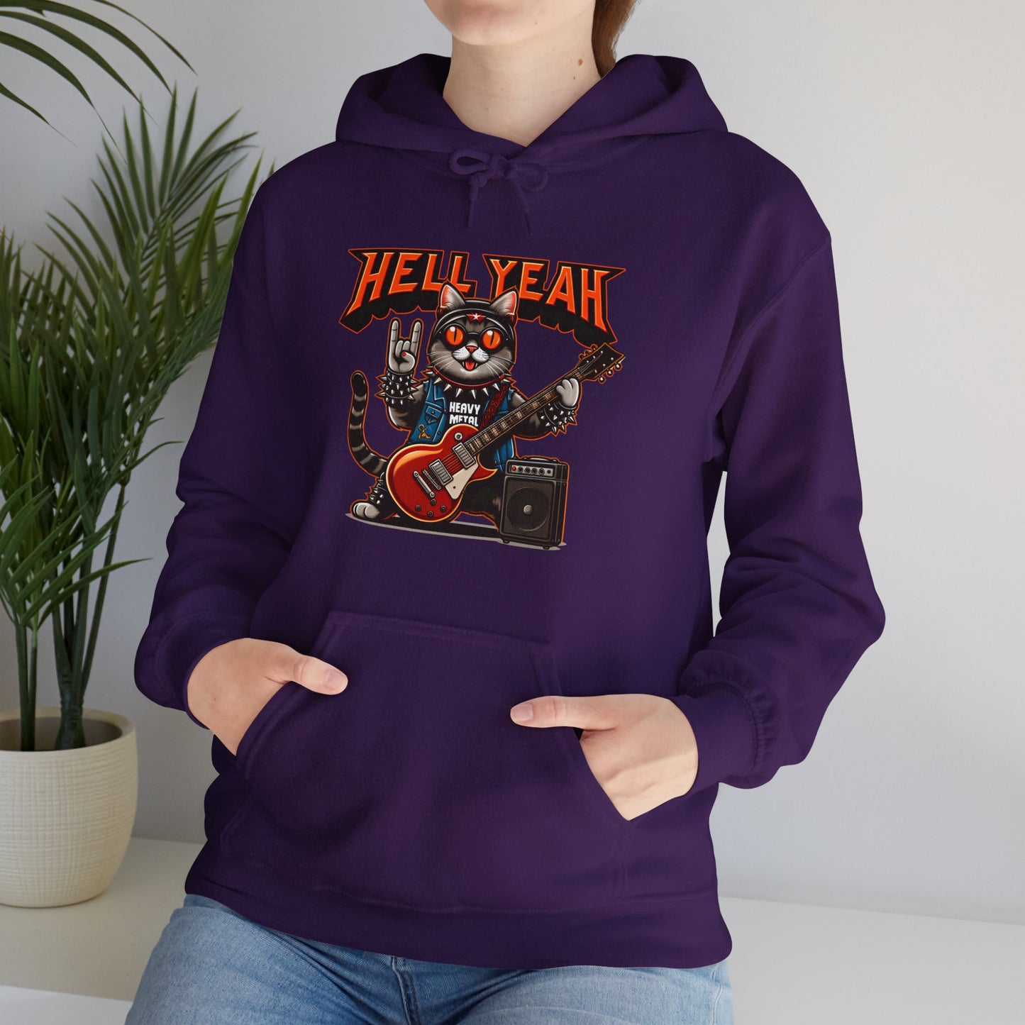 Heavy Metal Cat Gender-Neutral Hoodie