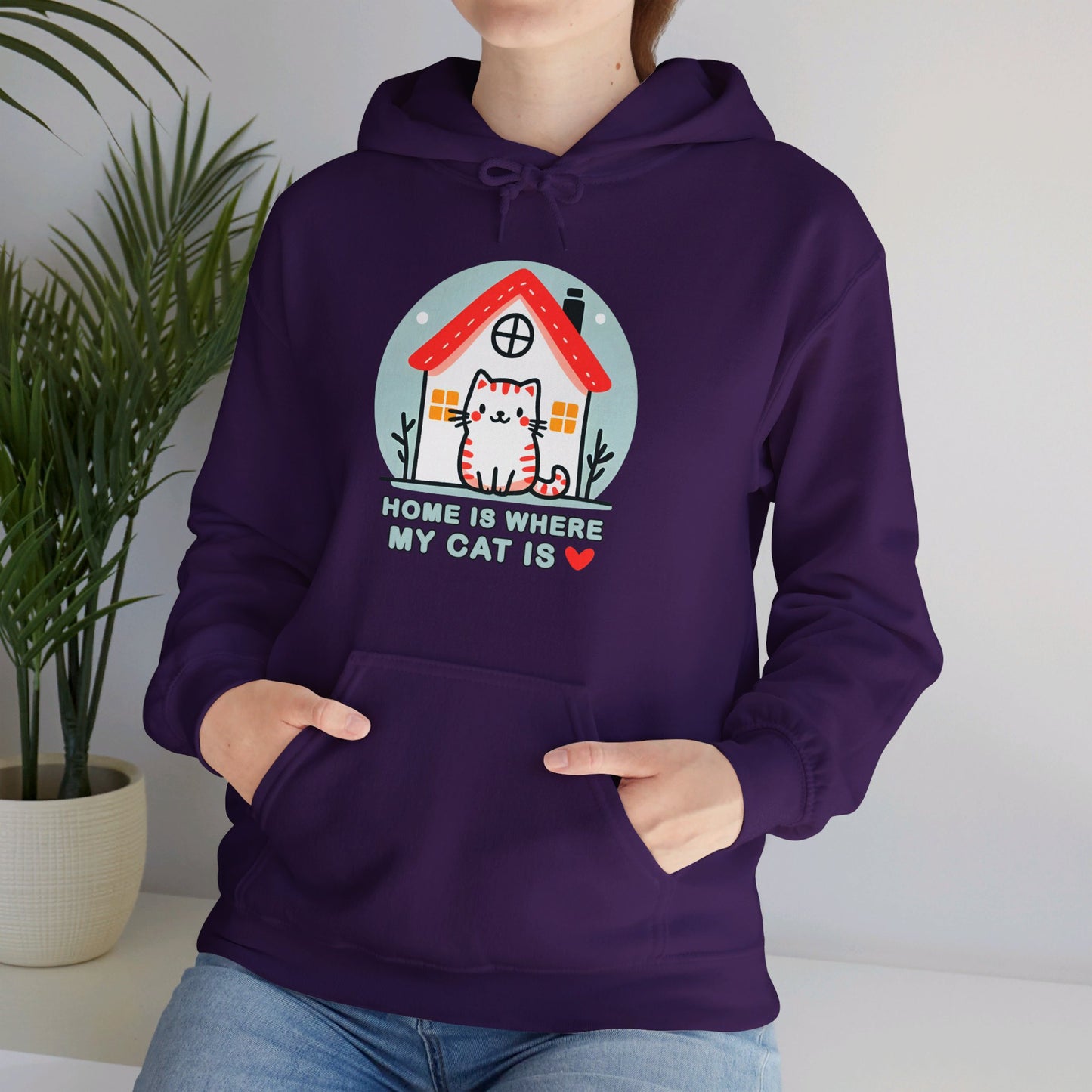 Home is Where my Cat is Gender-Neutral Hoodie