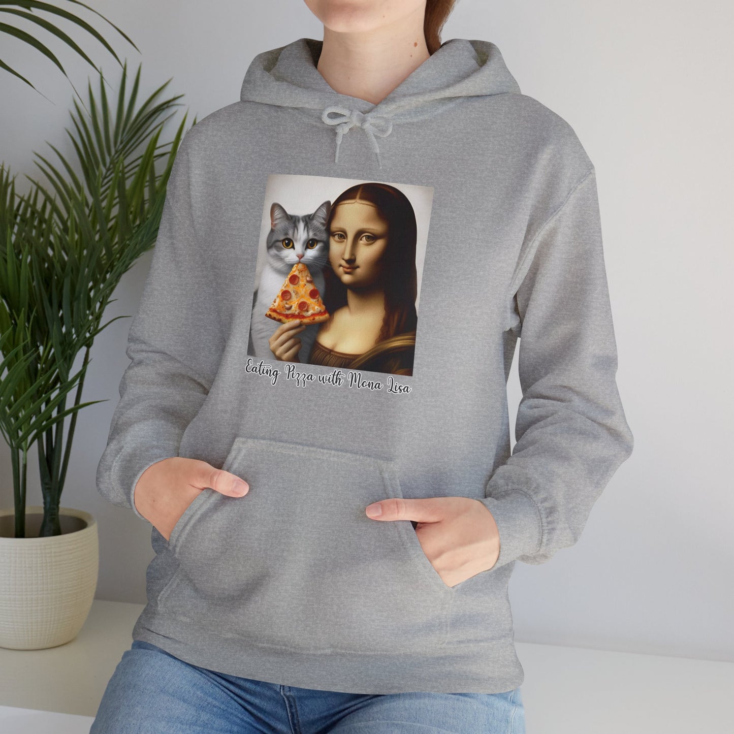 Eating Pizza with Mona Lisa Hoodie