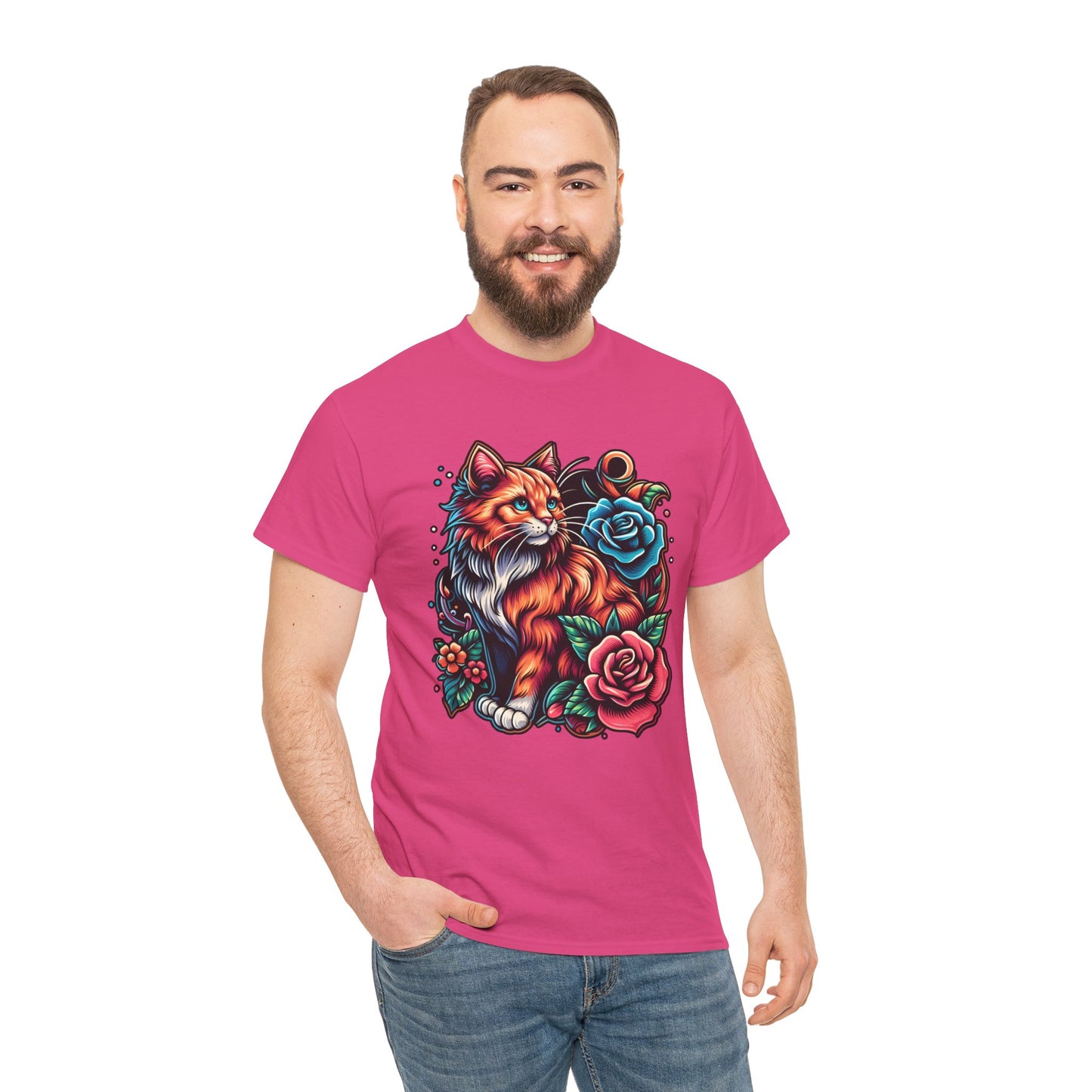 Tattoo Cat and Roses T-Shirt