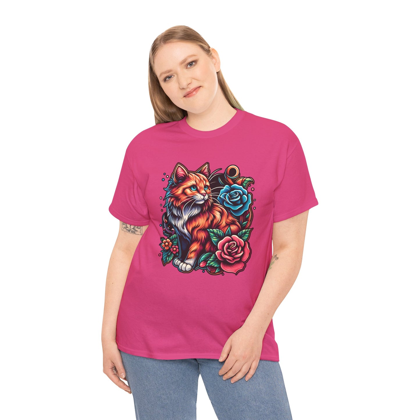 Tattoo Cat and Roses T-Shirt