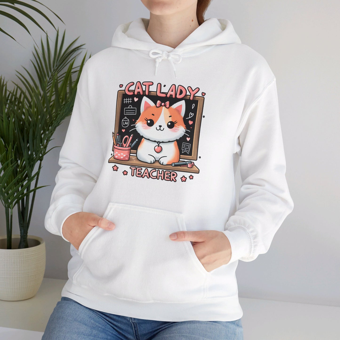 Cat Lady Teacher Gender-Neutral Hoodie