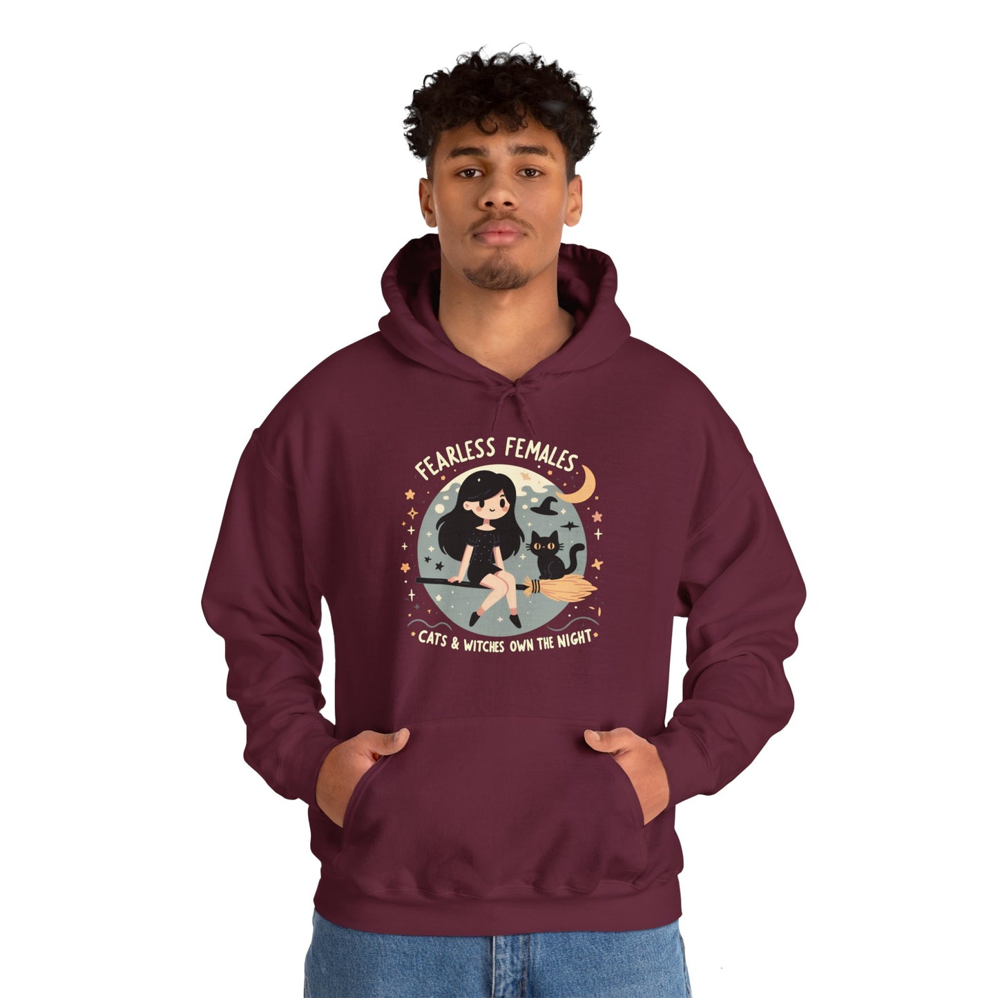 Fearless Females: Cats & Witches Own the Night Gender-Neutral Hoodie