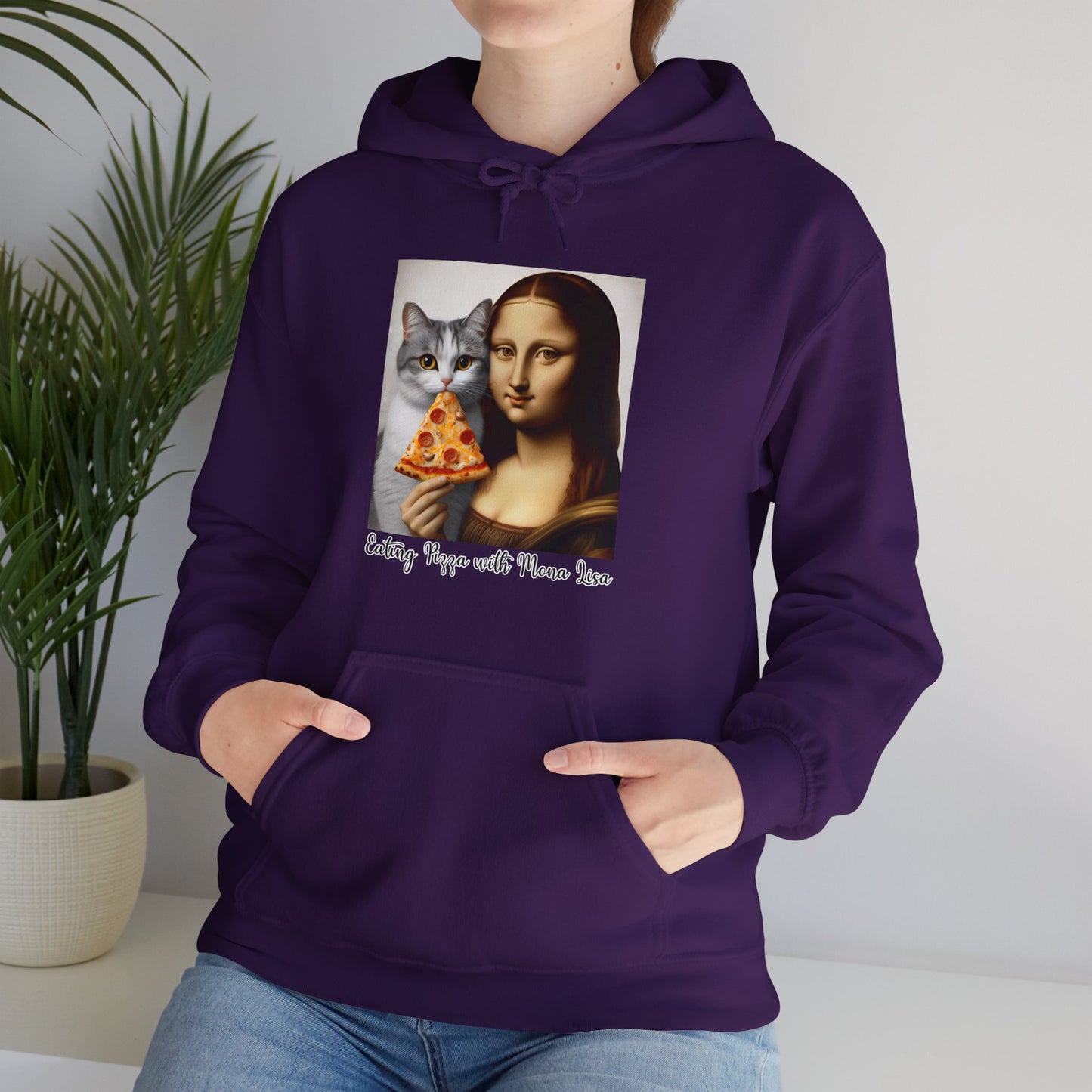 Eating Pizza with Mona Lisa Hoodie