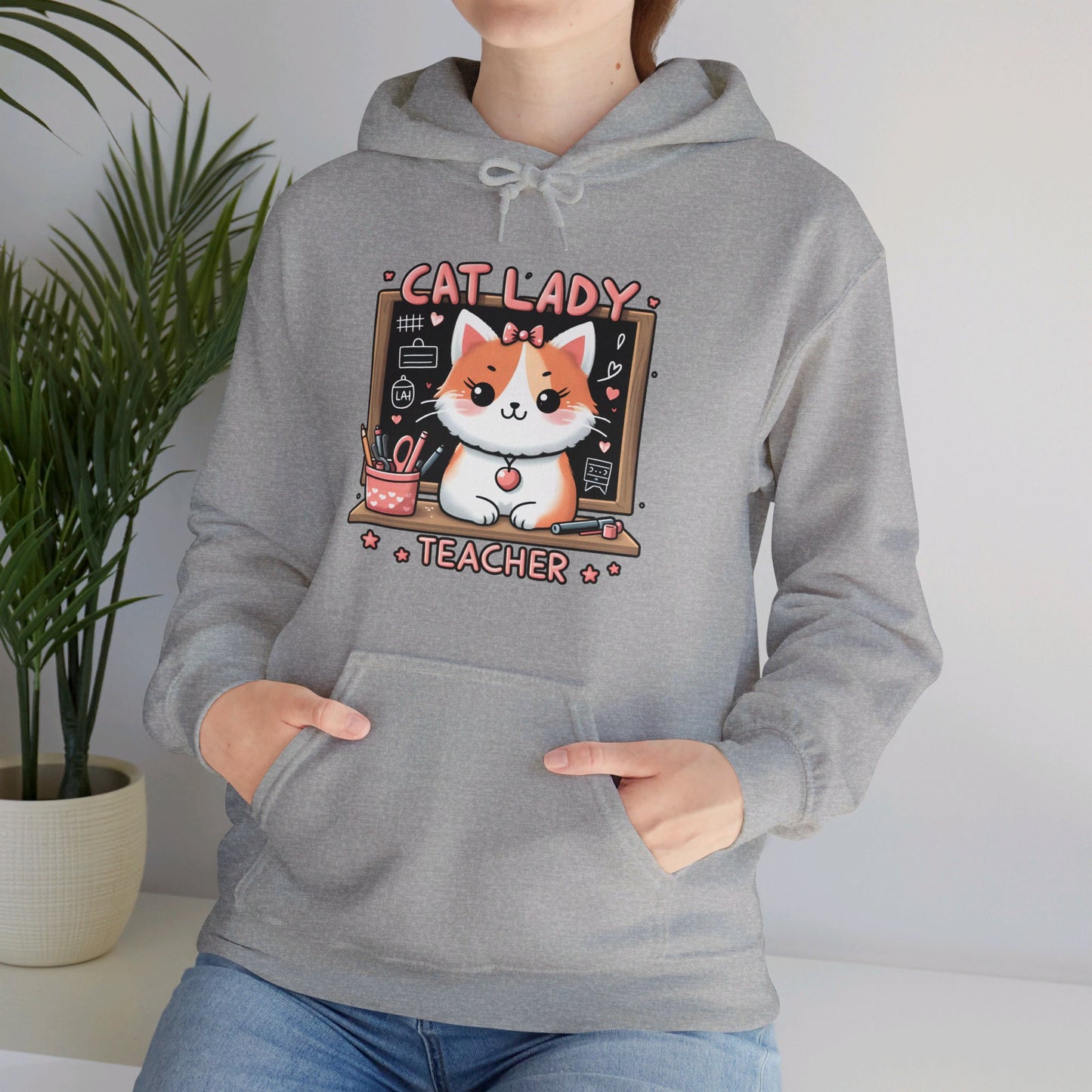 Cat Lady Teacher Gender-Neutral Hoodie