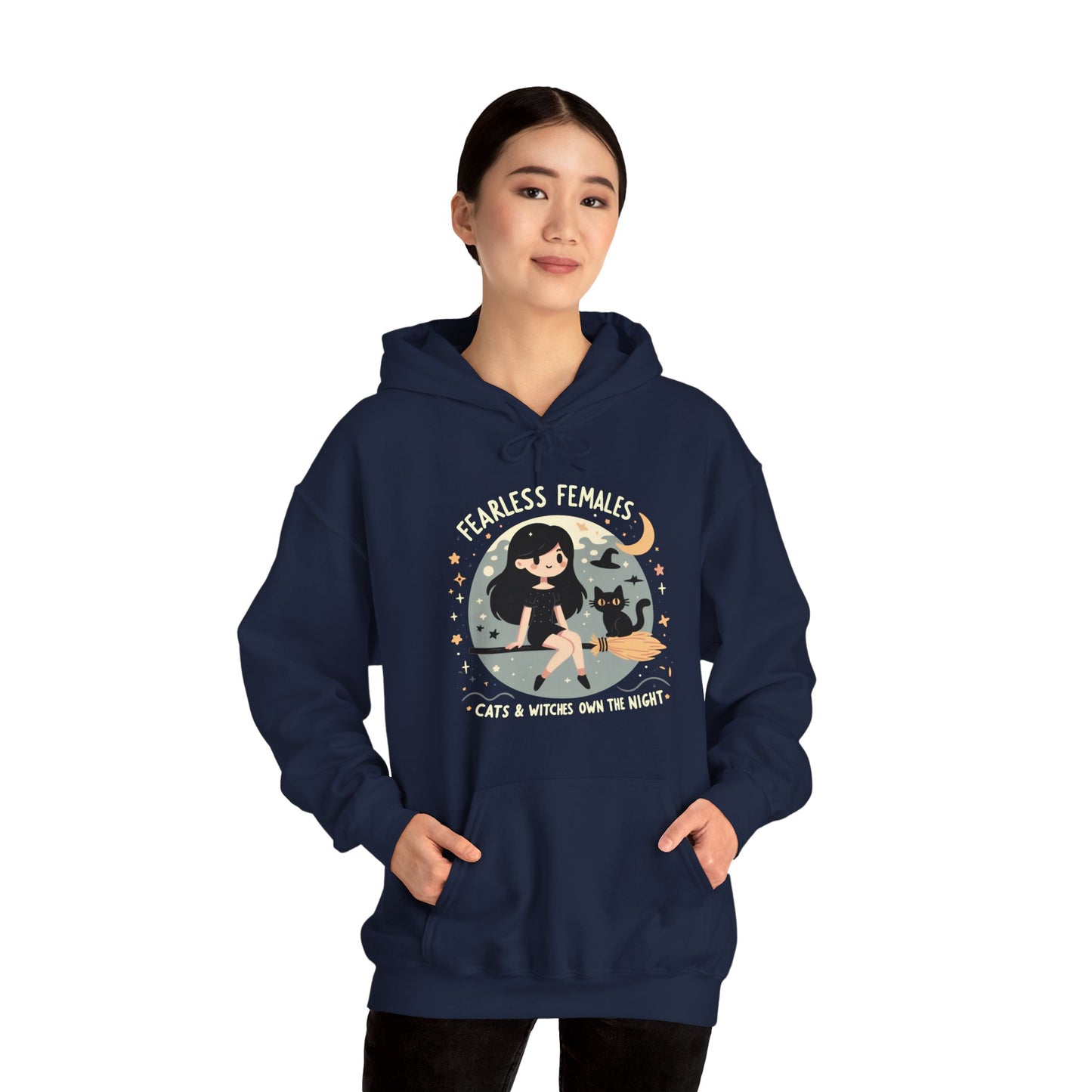 Fearless Females: Cats & Witches Own the Night Gender-Neutral Hoodie