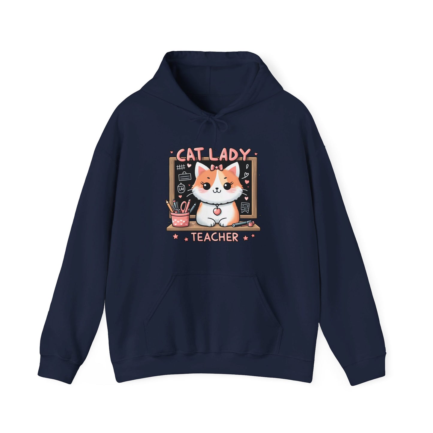 Cat Lady Teacher Gender-Neutral Hoodie