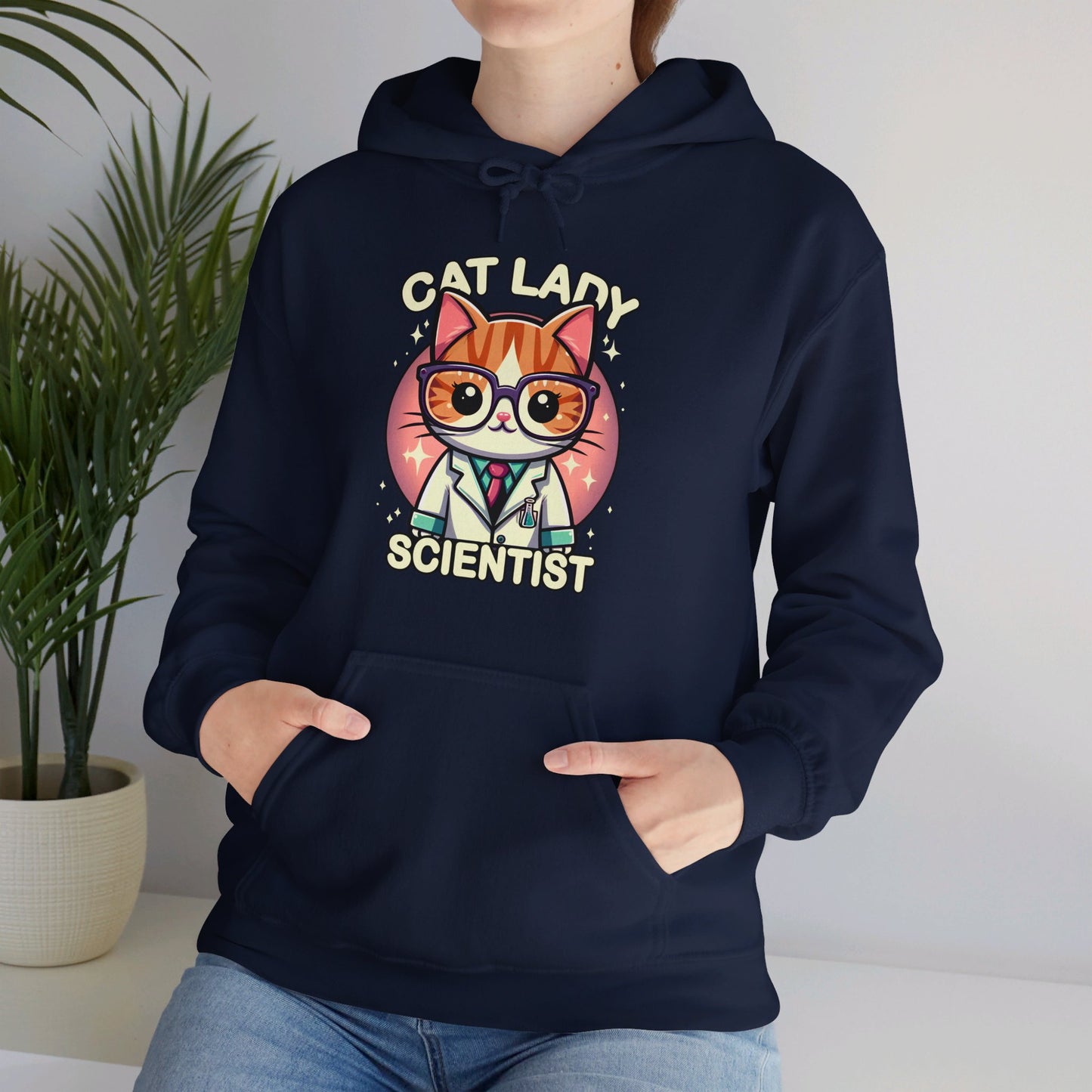 Cat Lady Scientist Gender-Neutral Hoodie