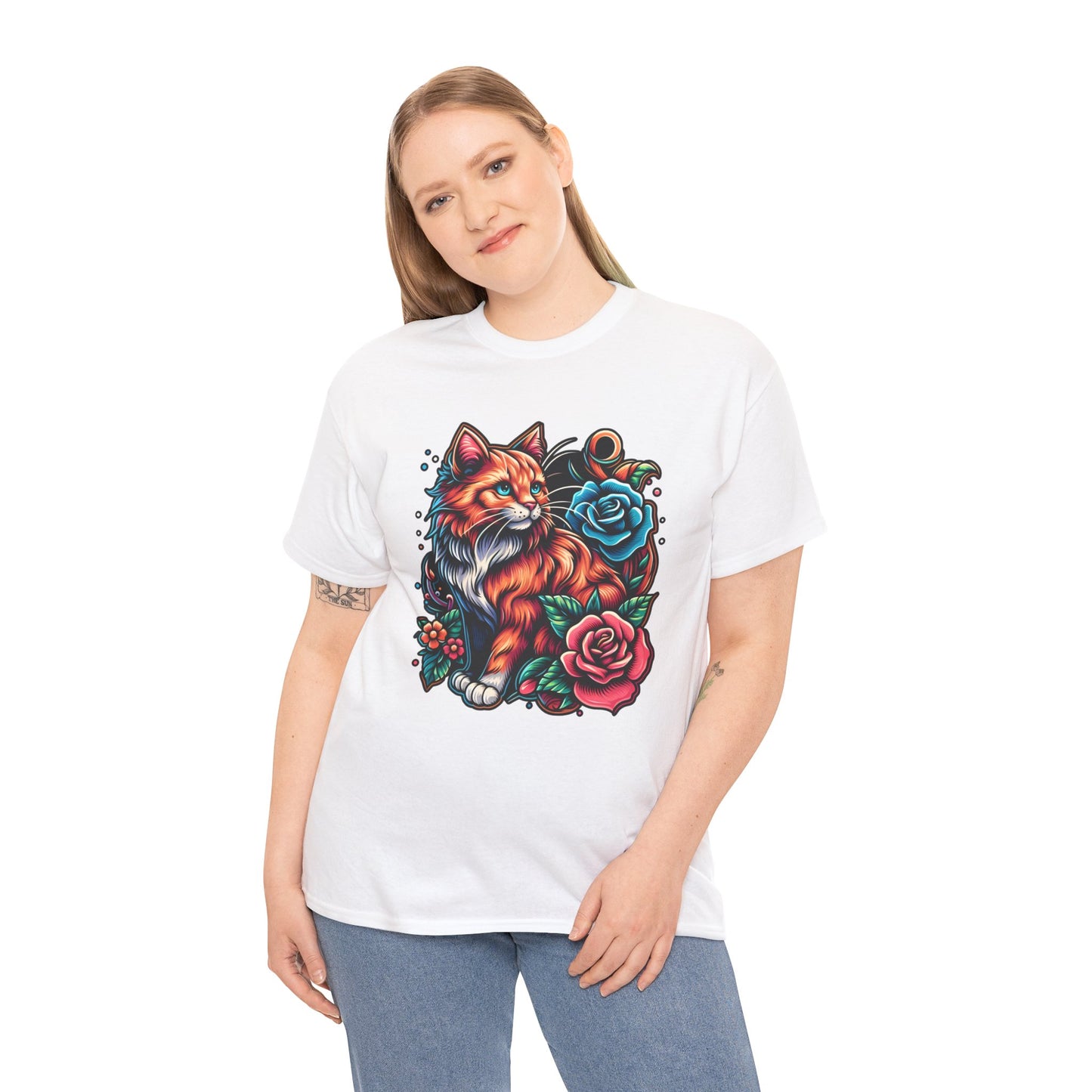 Tattoo Cat and Roses T-Shirt