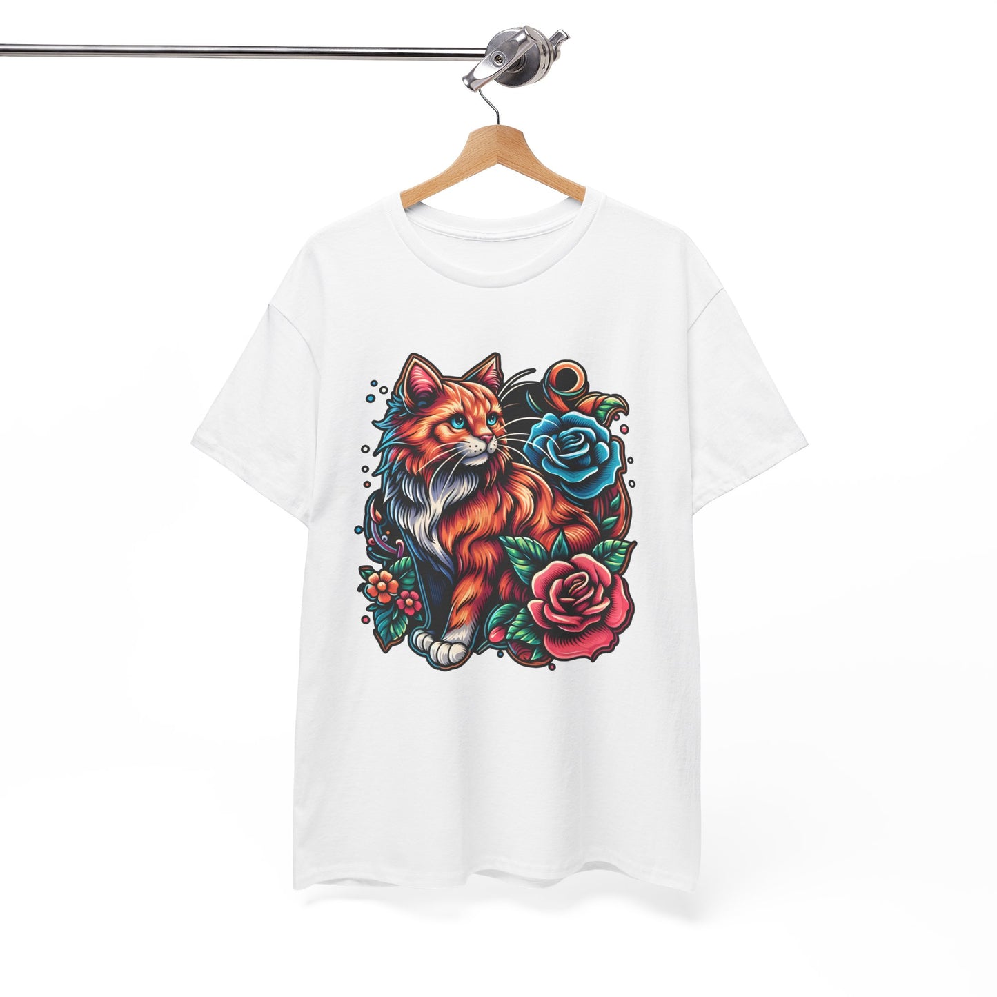 Tattoo Cat and Roses T-Shirt