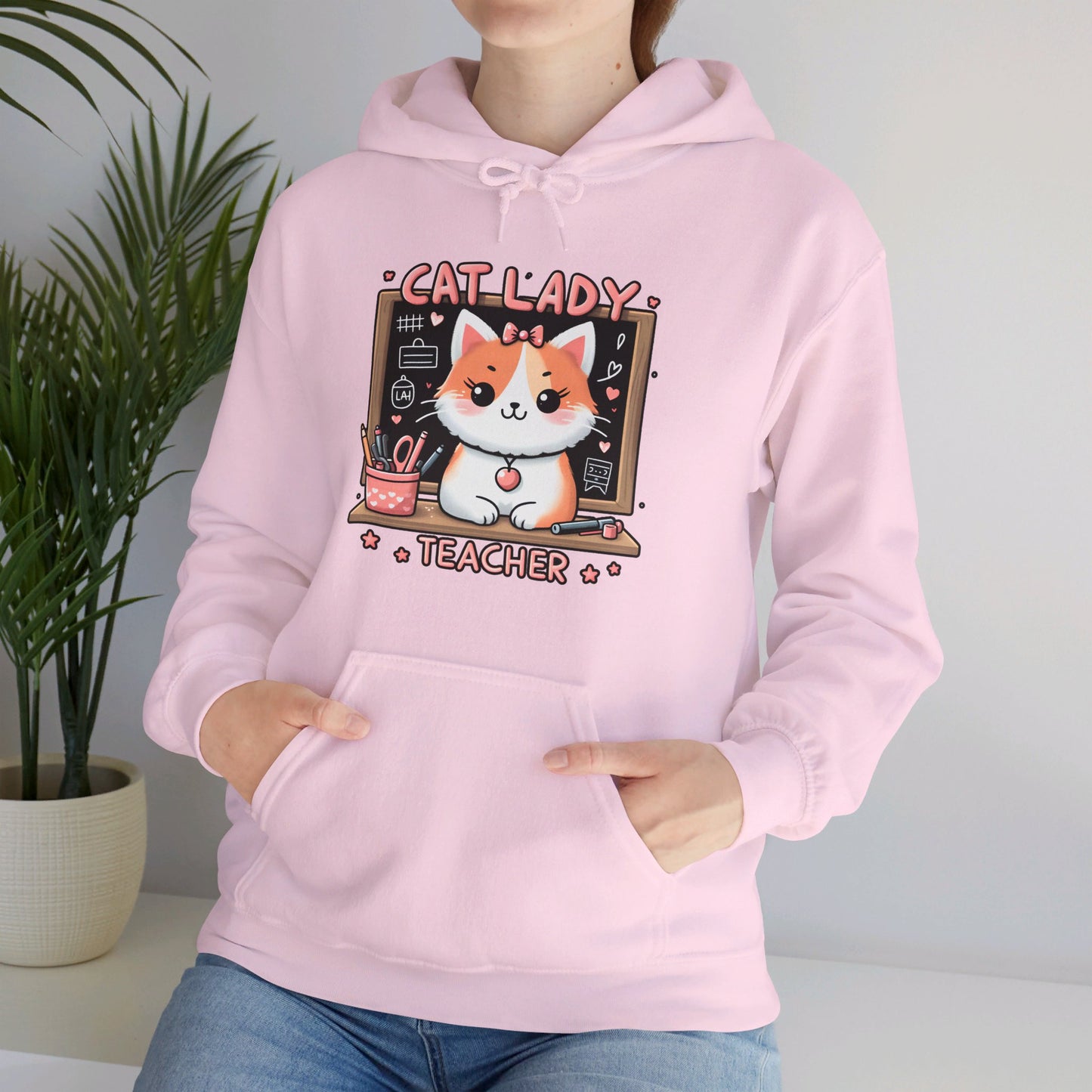 Cat Lady Teacher Gender-Neutral Hoodie