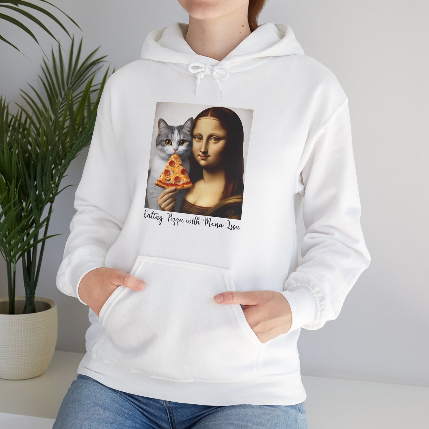 Eating Pizza with Mona Lisa Hoodie