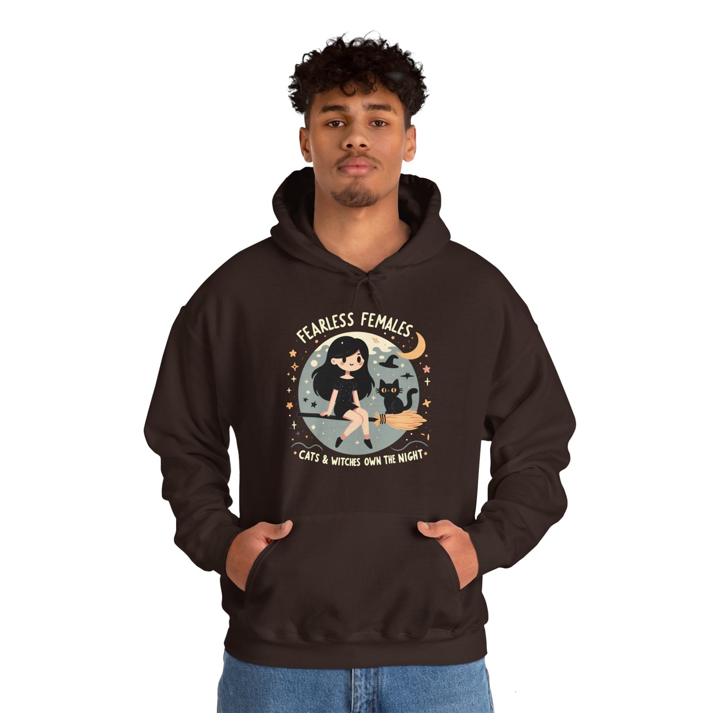 Fearless Females: Cats & Witches Own the Night Gender-Neutral Hoodie