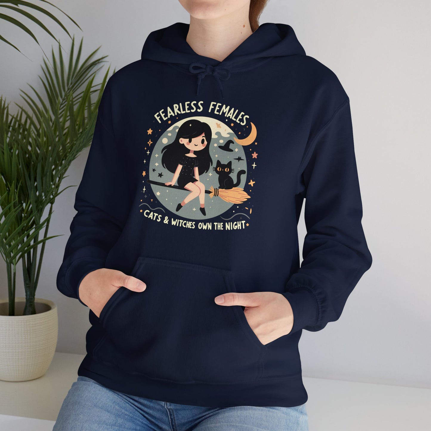 Fearless Females: Cats & Witches Own the Night Gender-Neutral Hoodie