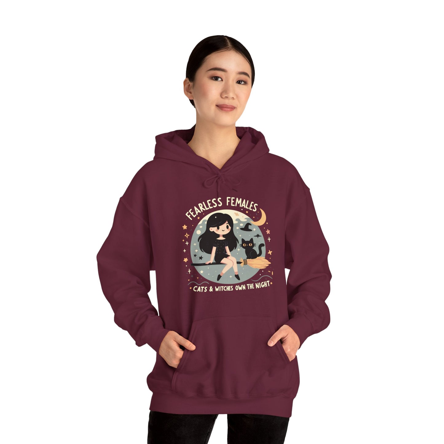 Fearless Females: Cats & Witches Own the Night Gender-Neutral Hoodie