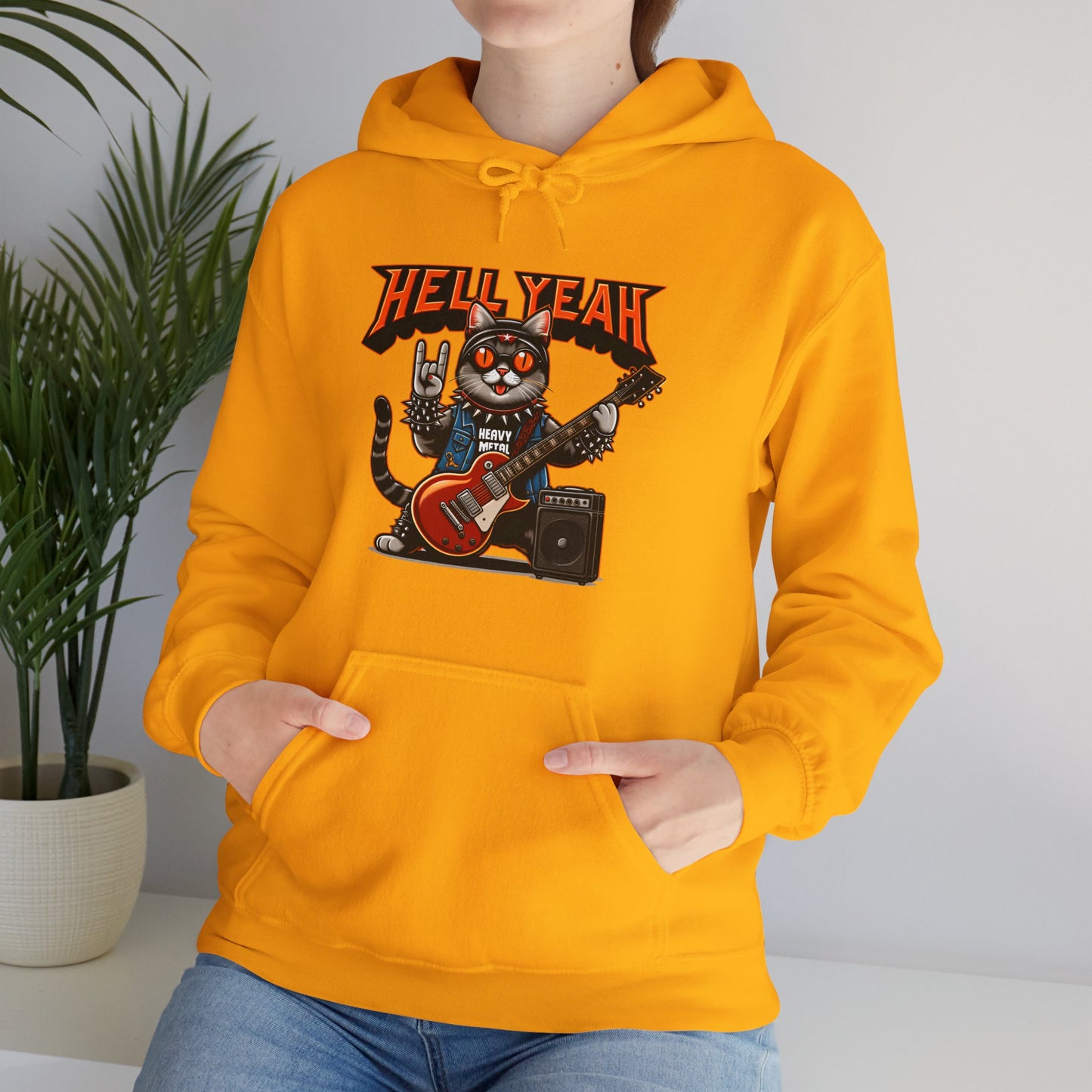 Heavy Metal Cat Gender-Neutral Hoodie