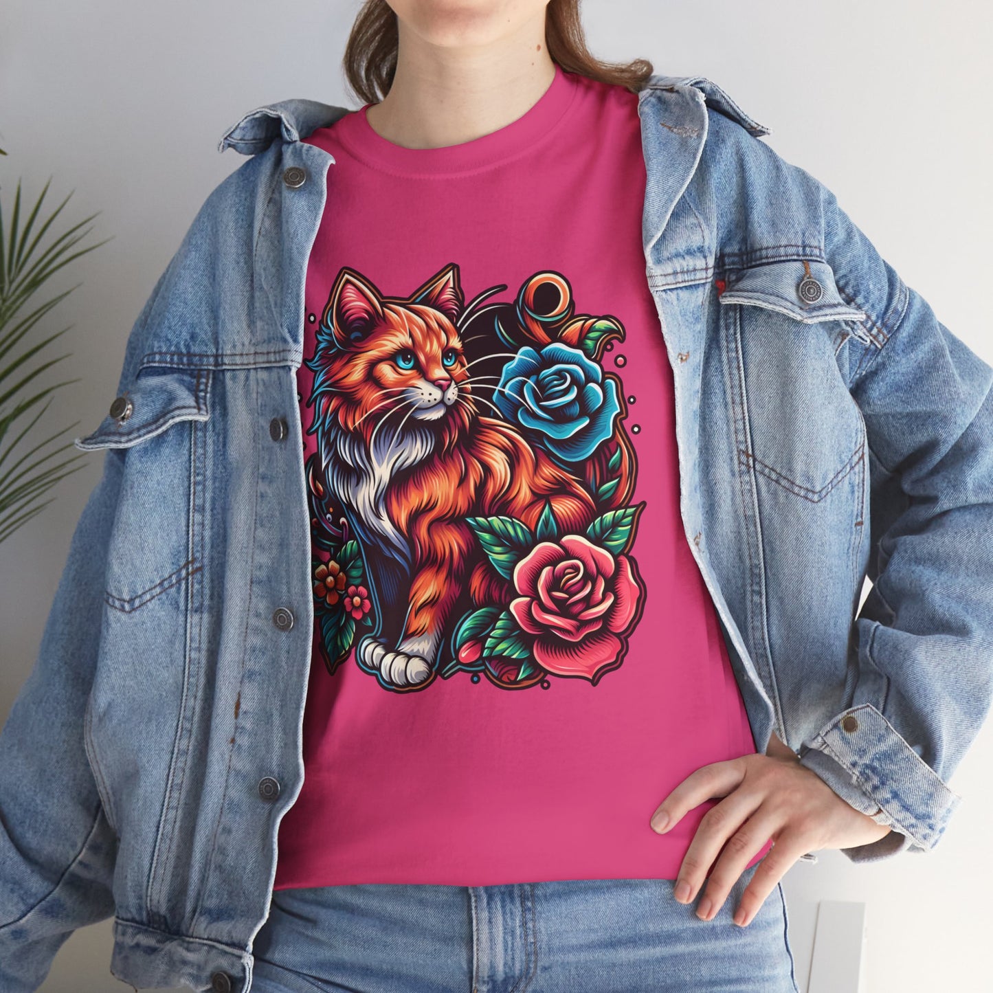 Tattoo Cat and Roses T-Shirt