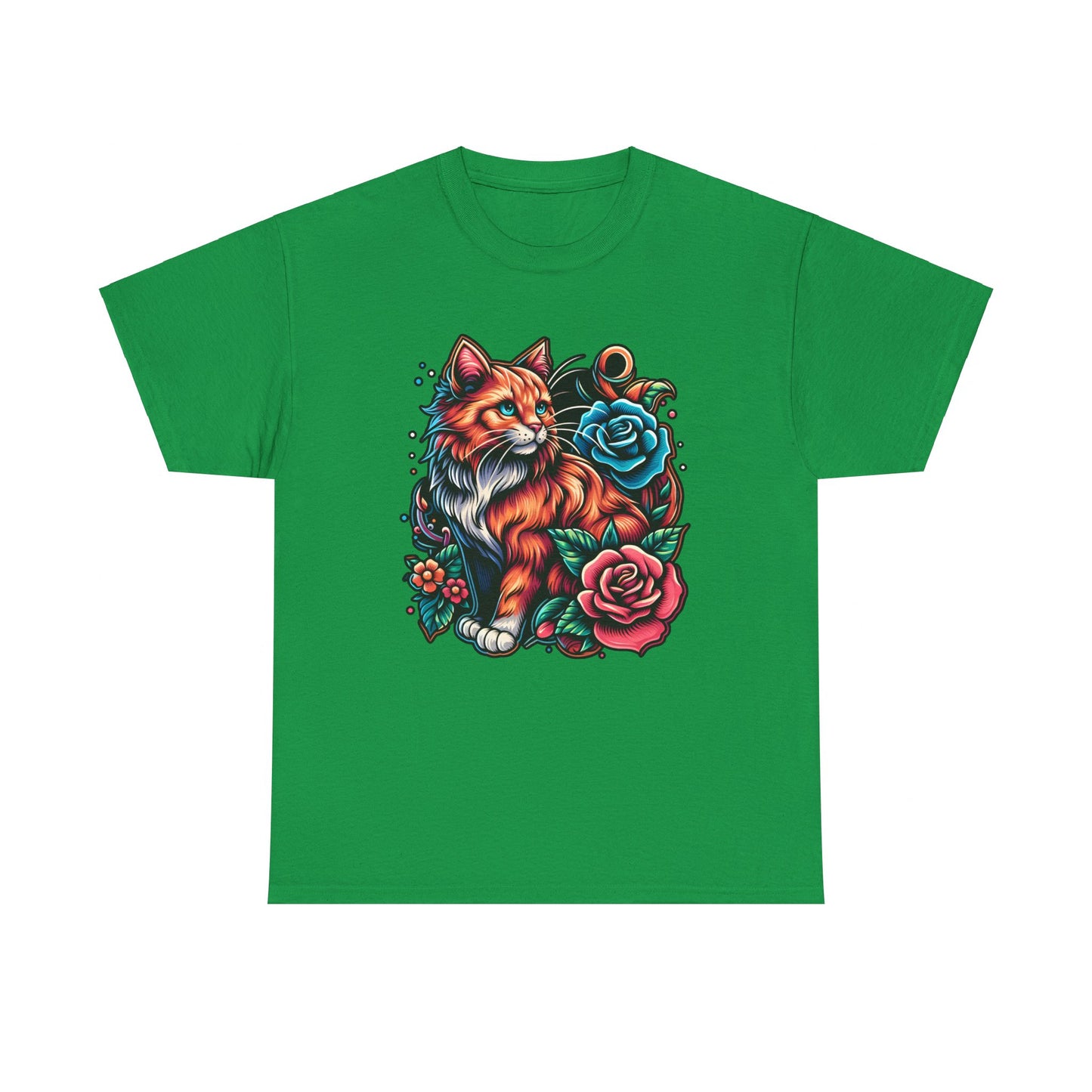 Tattoo Cat and Roses T-Shirt