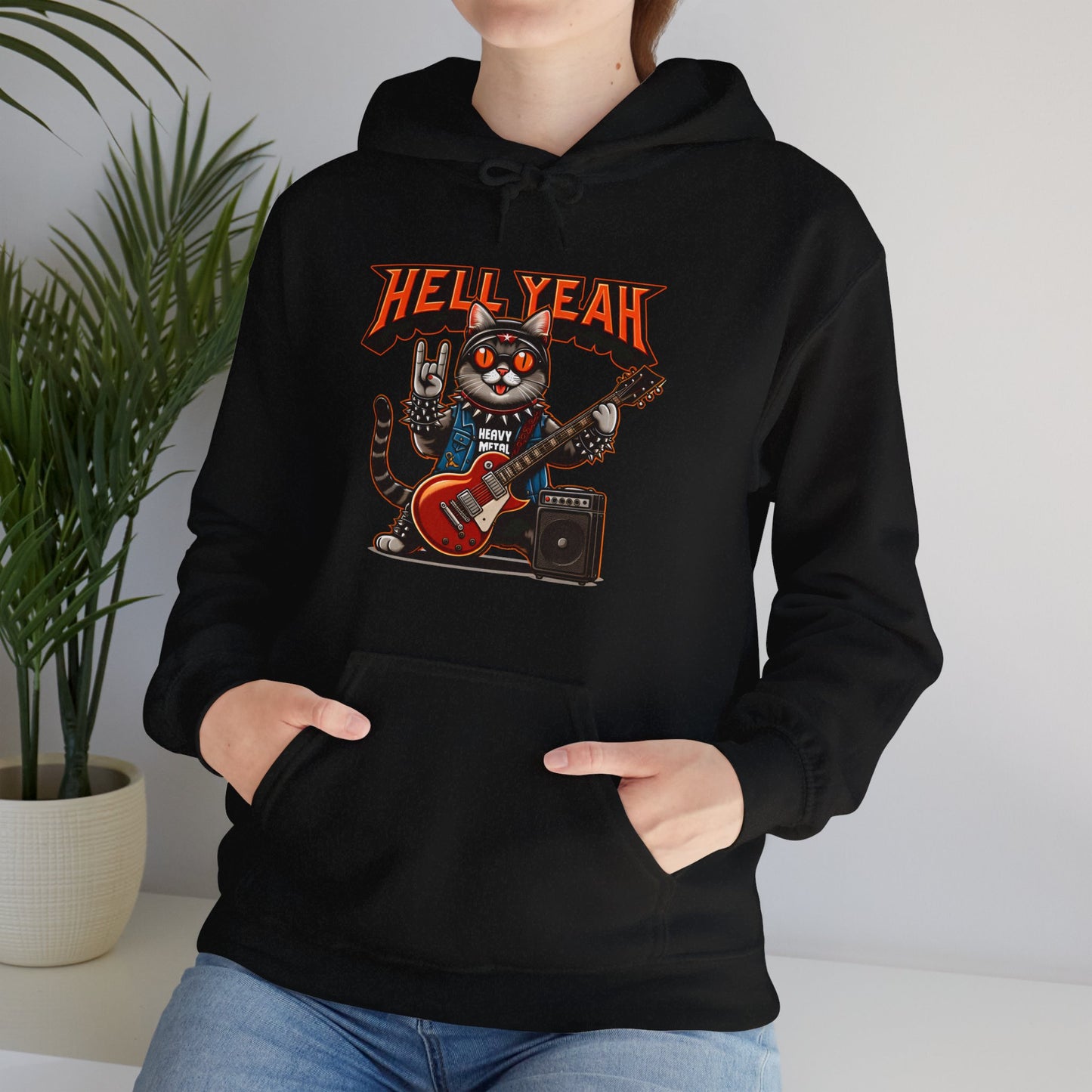 Heavy Metal Cat Gender-Neutral Hoodie