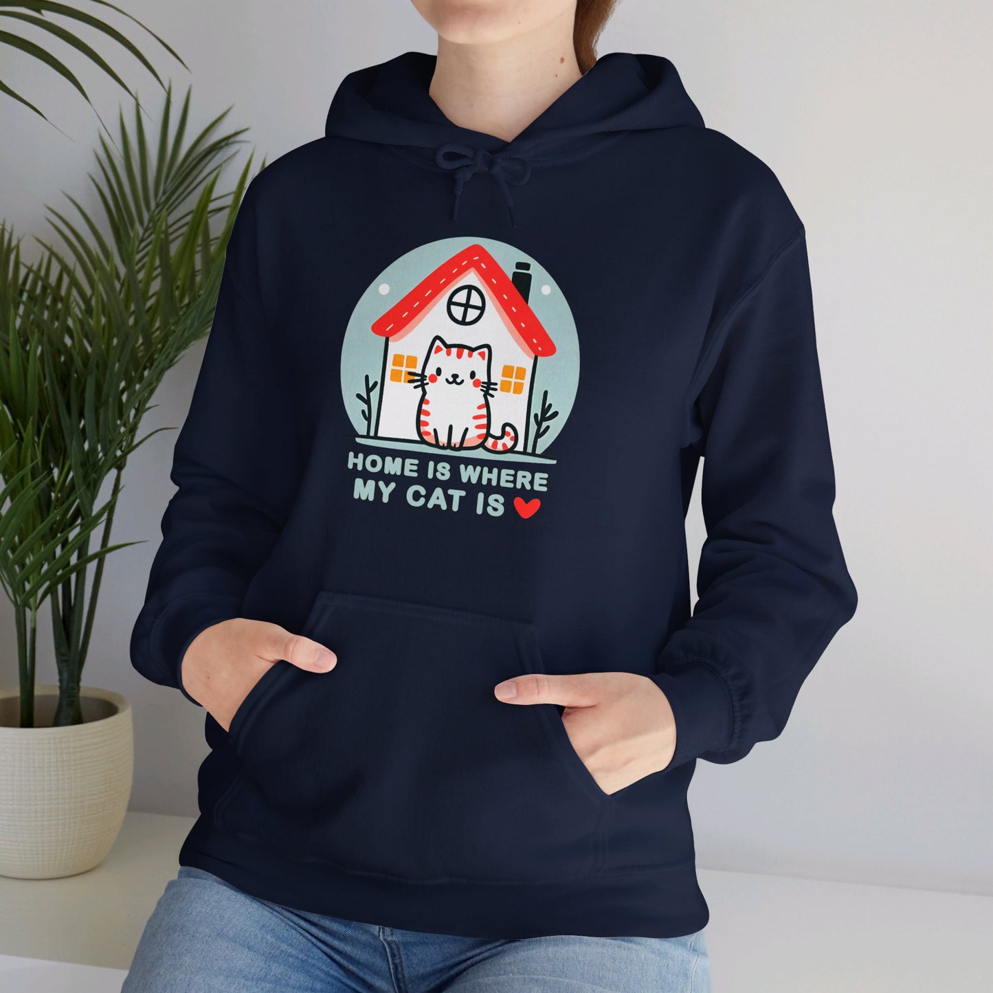 Home is Where my Cat is Gender-Neutral Hoodie