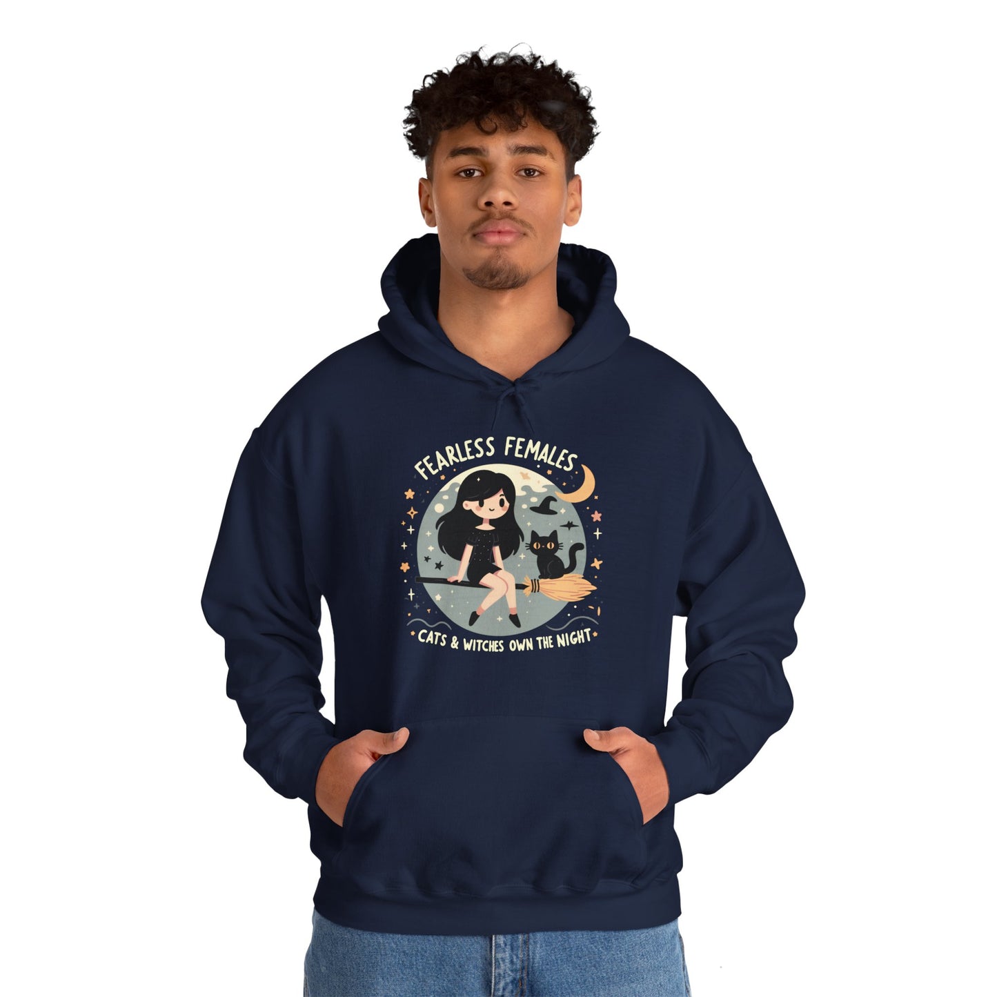 Fearless Females: Cats & Witches Own the Night Gender-Neutral Hoodie