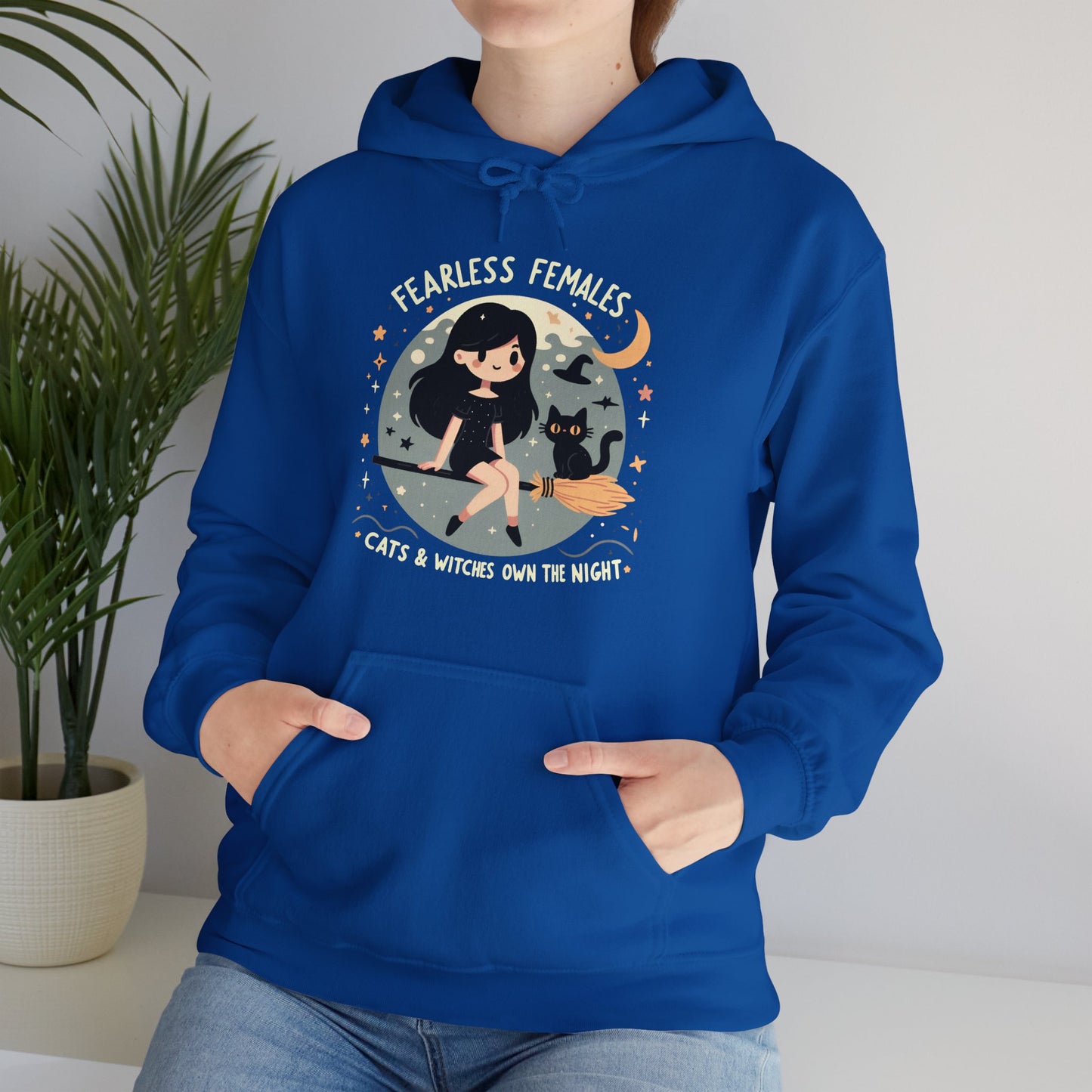 Fearless Females: Cats & Witches Own the Night Gender-Neutral Hoodie