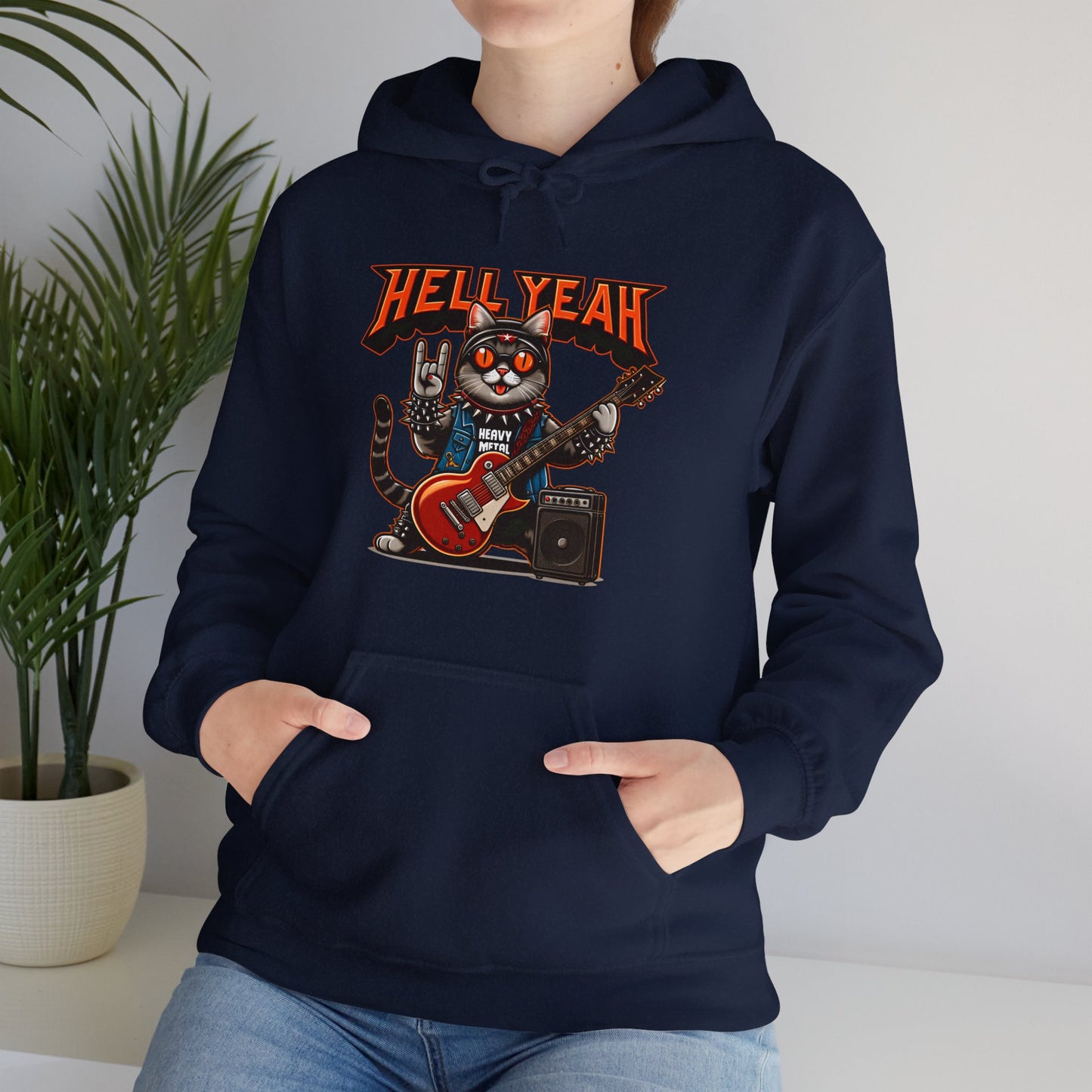 Heavy Metal Cat Gender-Neutral Hoodie