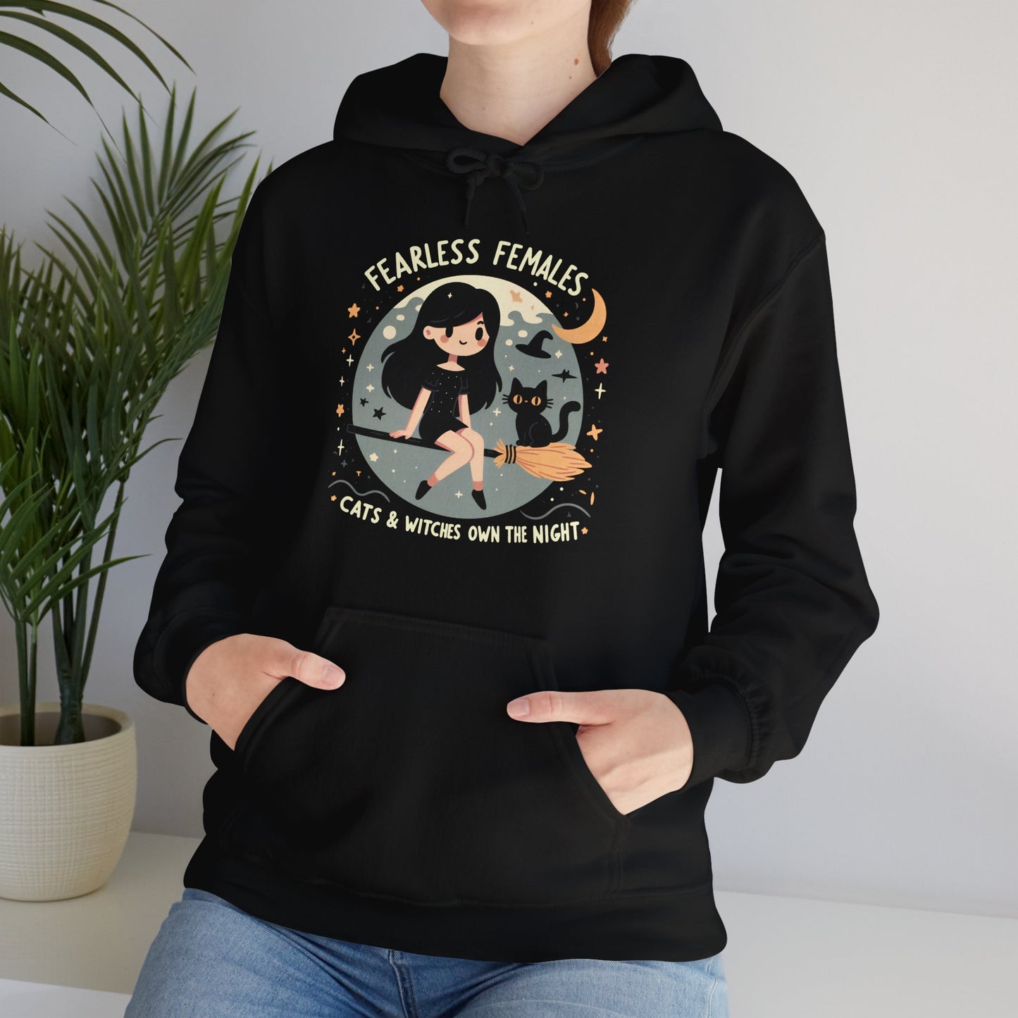 Fearless Females: Cats & Witches Own the Night Gender-Neutral Hoodie