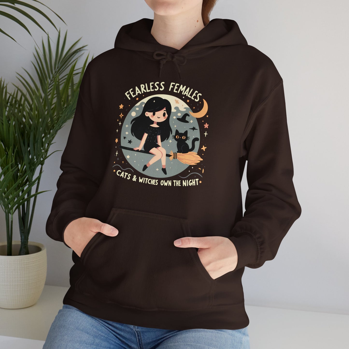 Fearless Females: Cats & Witches Own the Night Gender-Neutral Hoodie