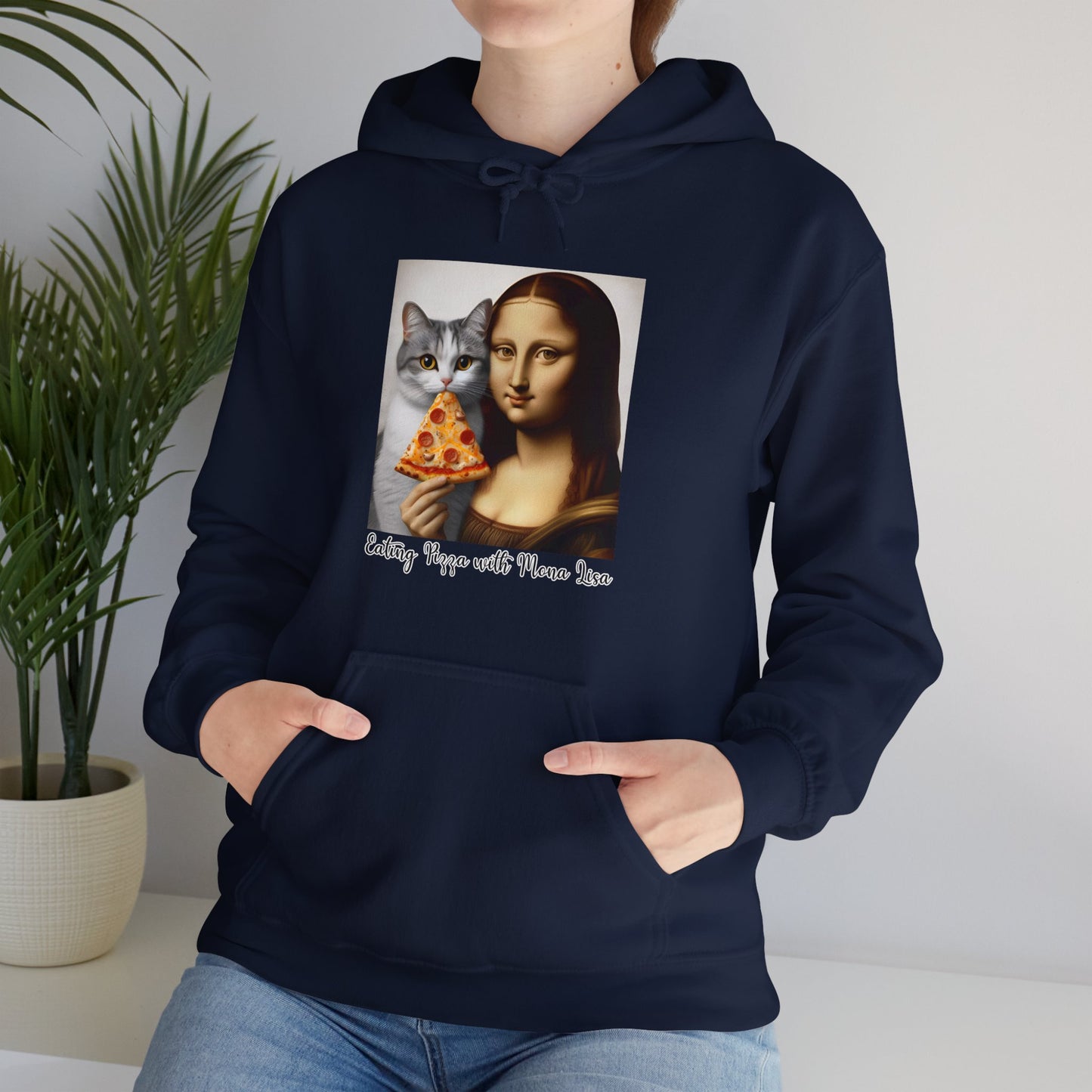 Eating Pizza with Mona Lisa Hoodie