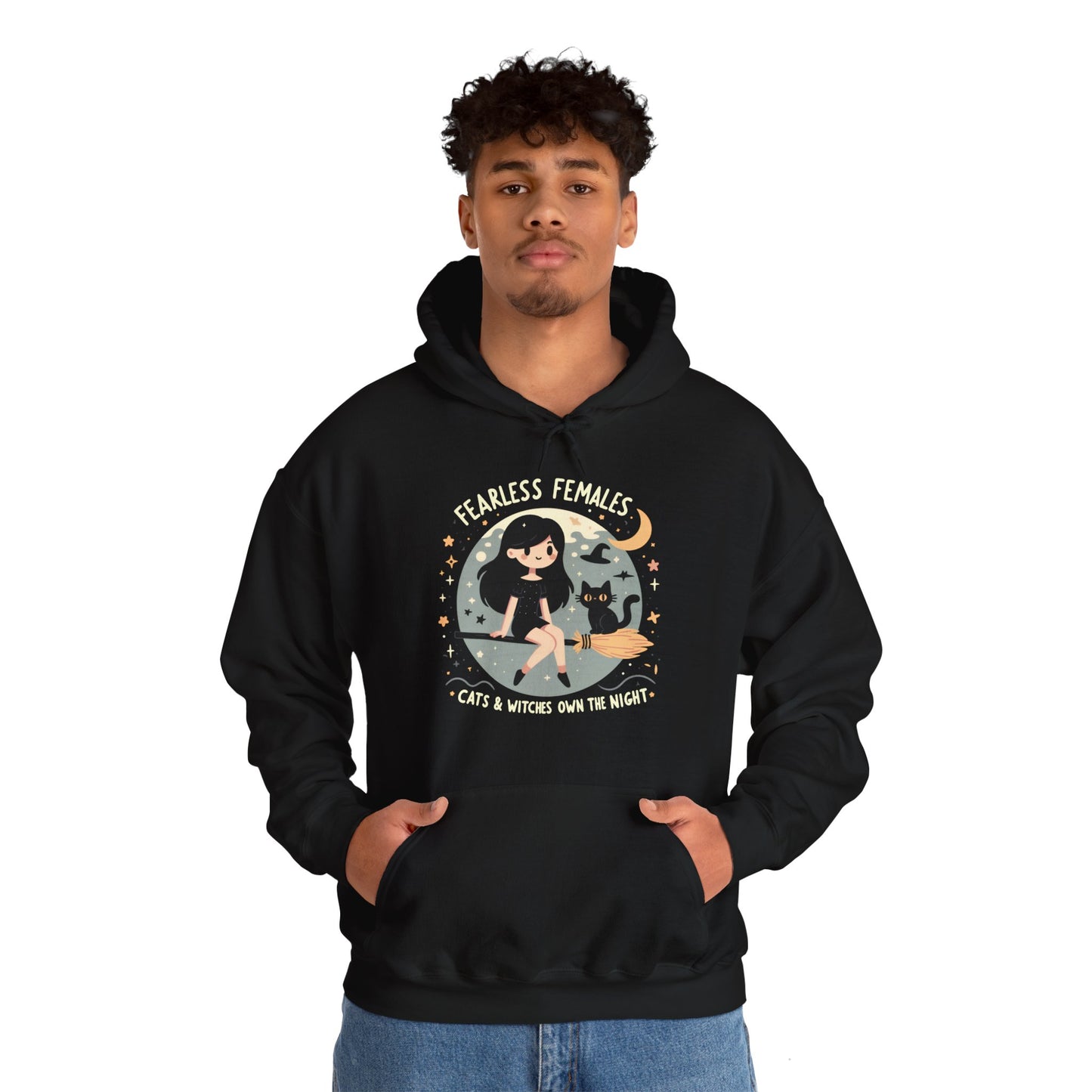 Fearless Females: Cats & Witches Own the Night Gender-Neutral Hoodie