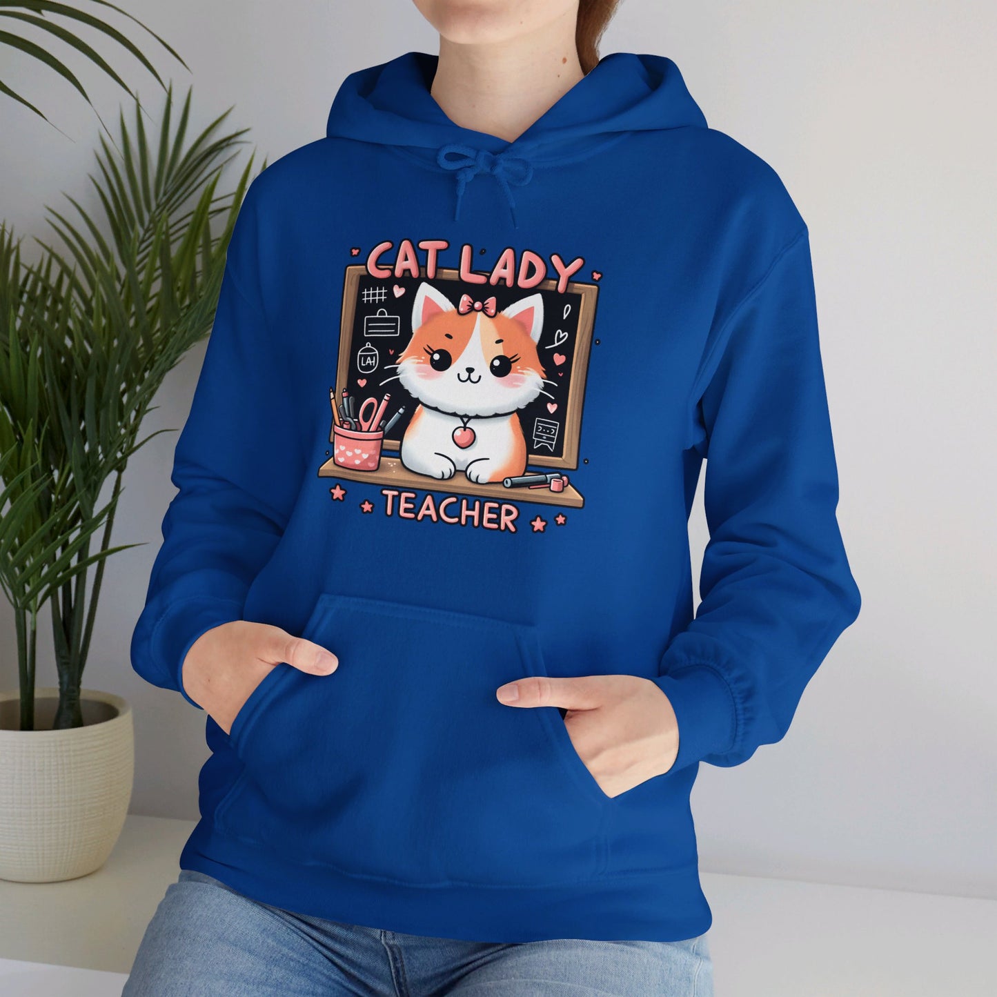 Cat Lady Teacher Gender-Neutral Hoodie