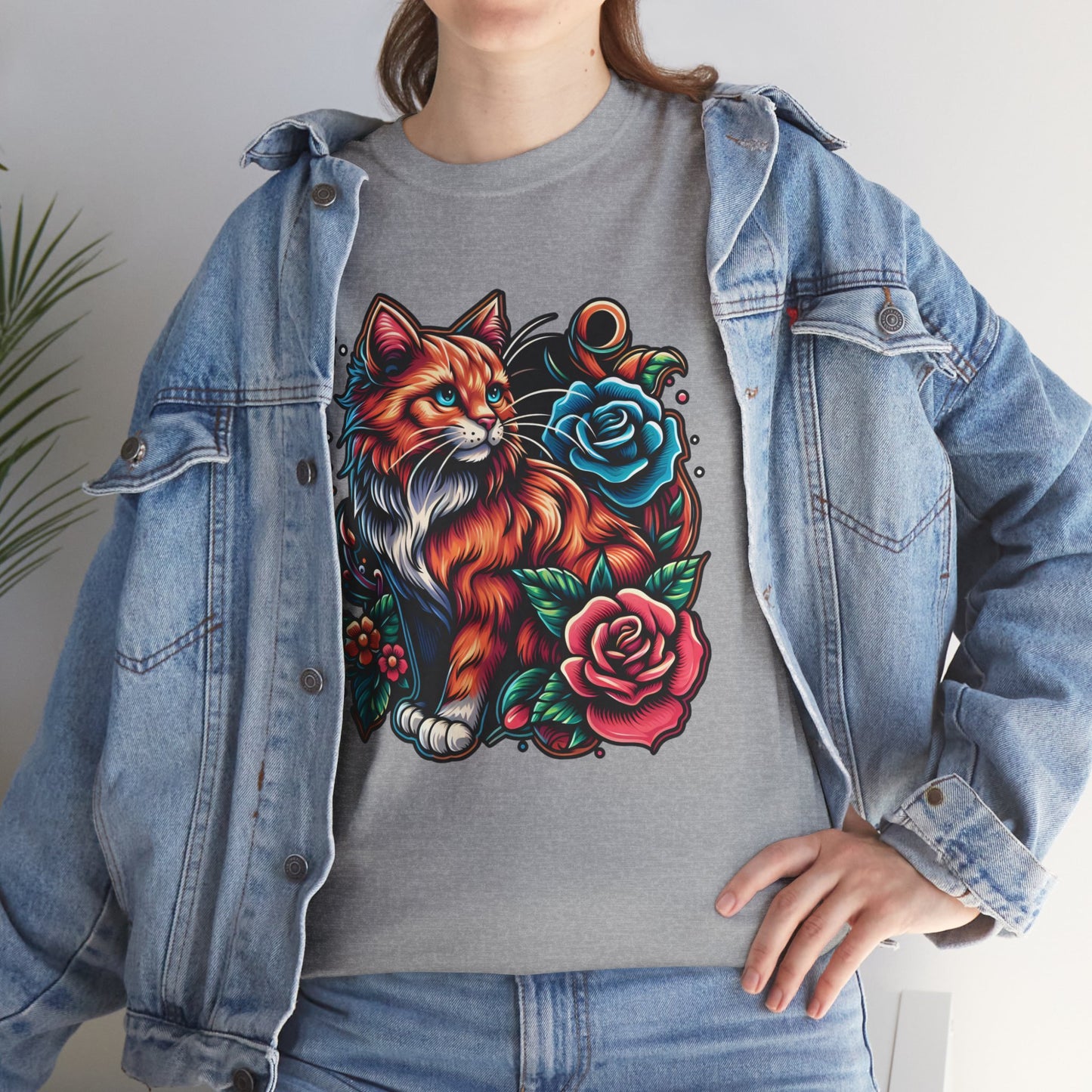 Tattoo Cat and Roses T-Shirt