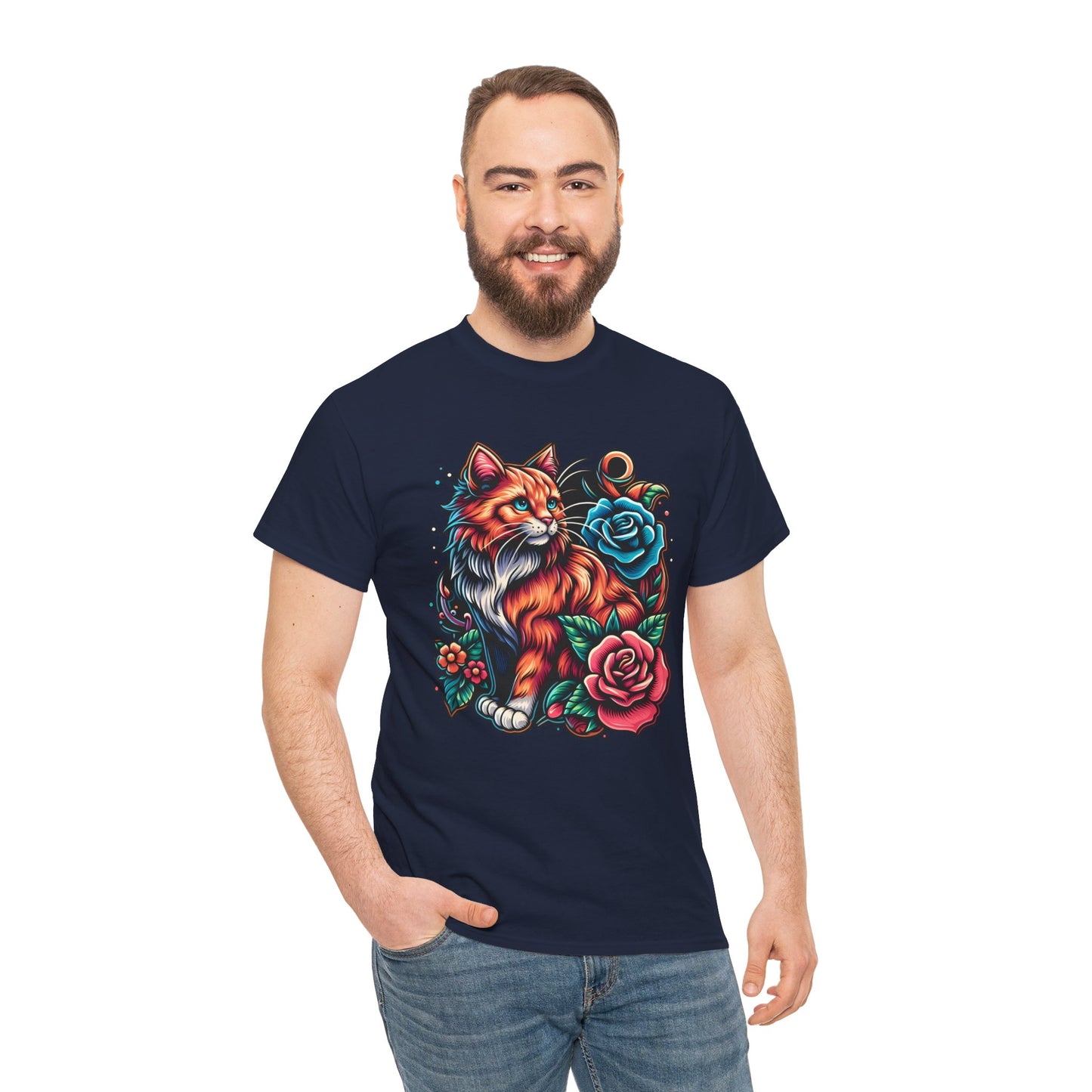 Tattoo Cat and Roses T-Shirt