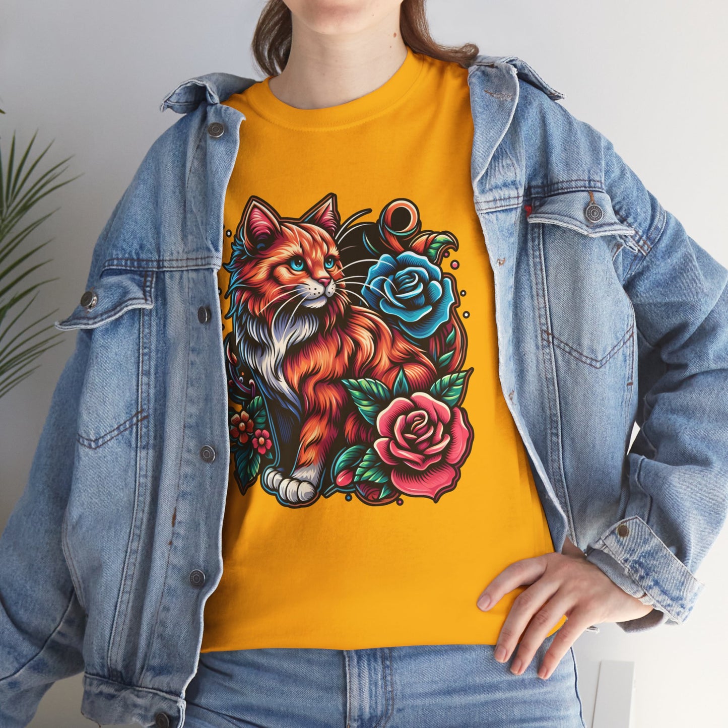 Tattoo Cat and Roses T-Shirt