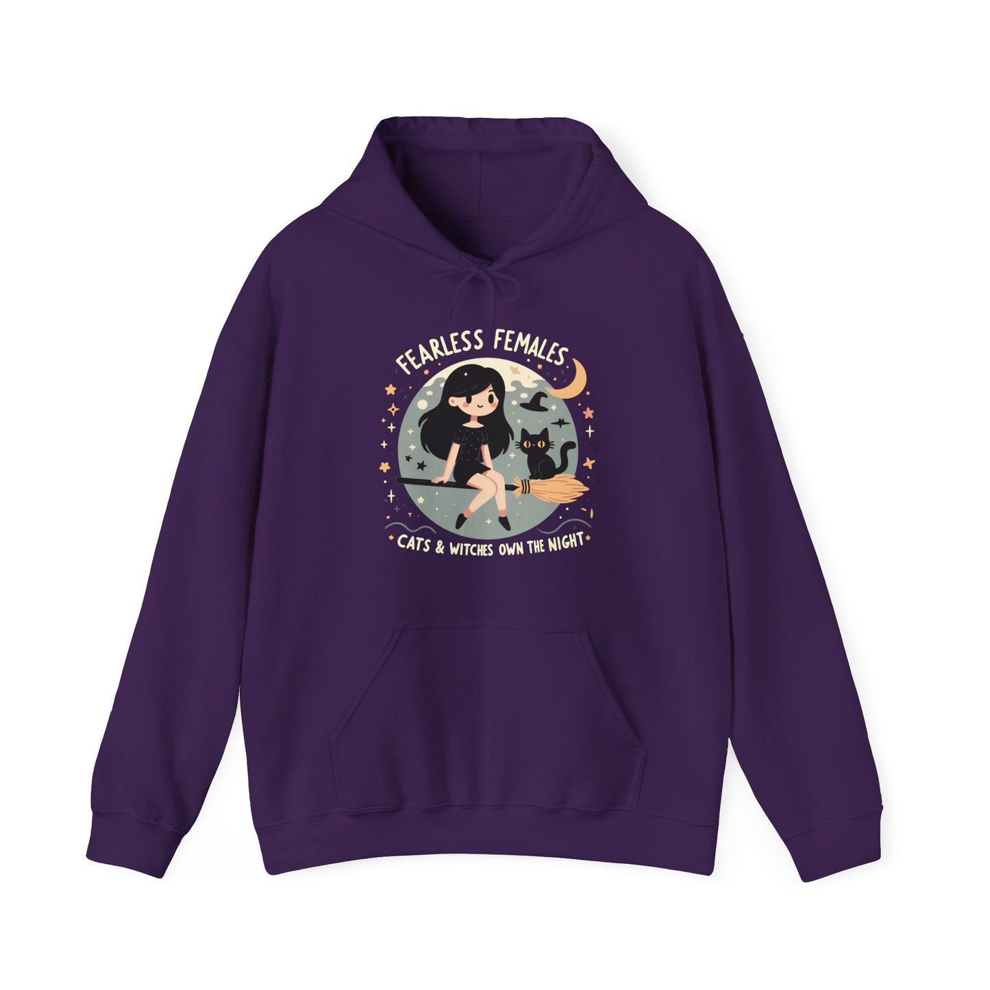 Fearless Females: Cats & Witches Own the Night Gender-Neutral Hoodie