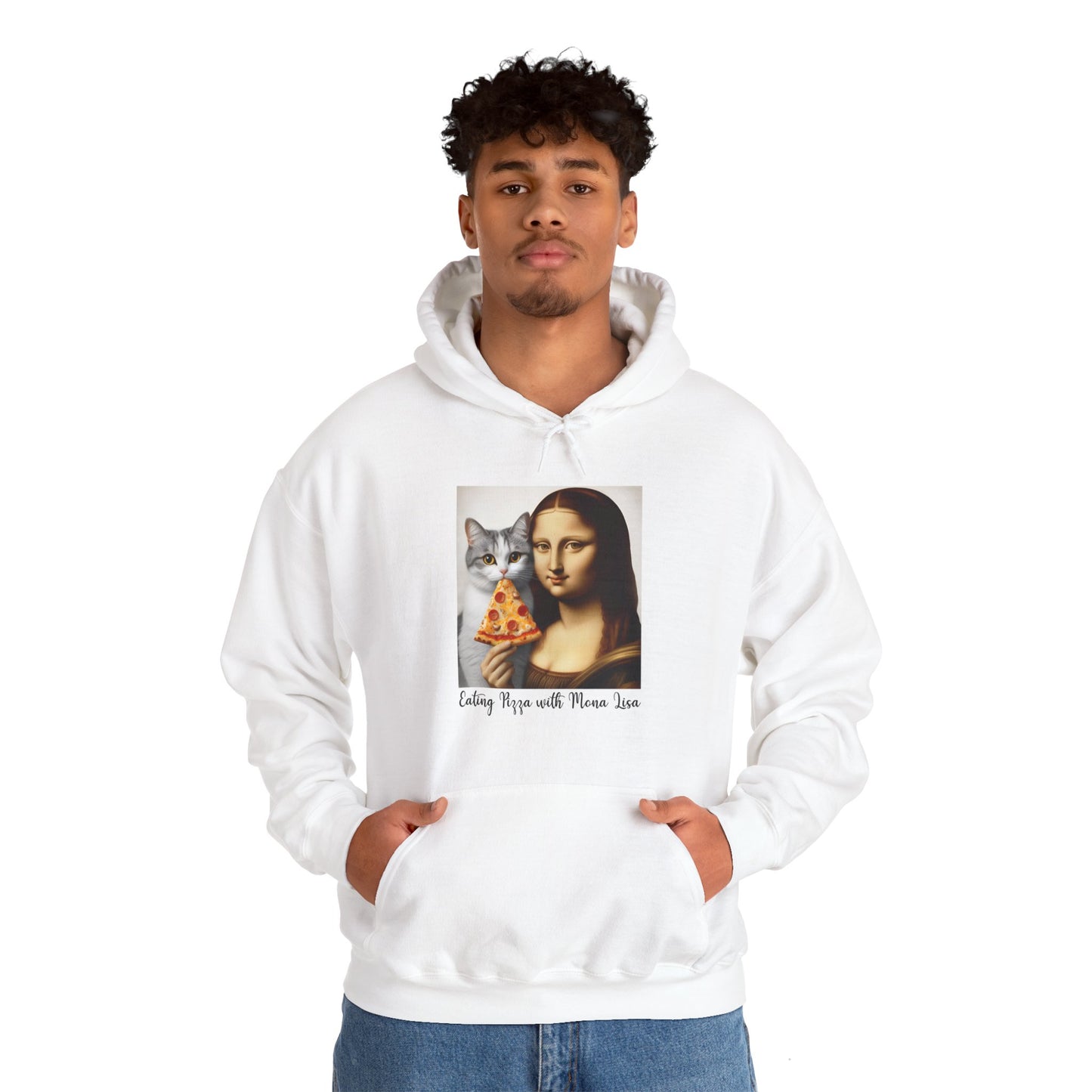 Eating Pizza with Mona Lisa Hoodie