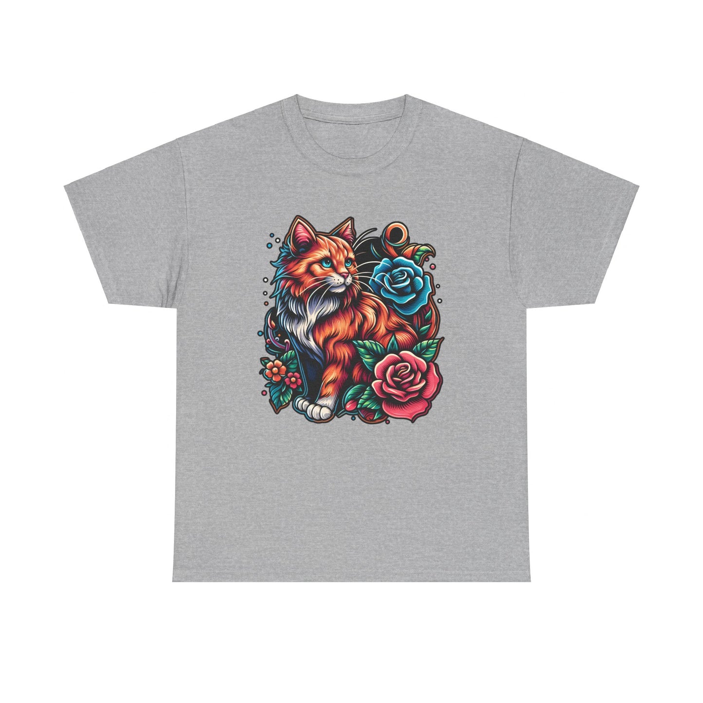 Tattoo Cat and Roses T-Shirt