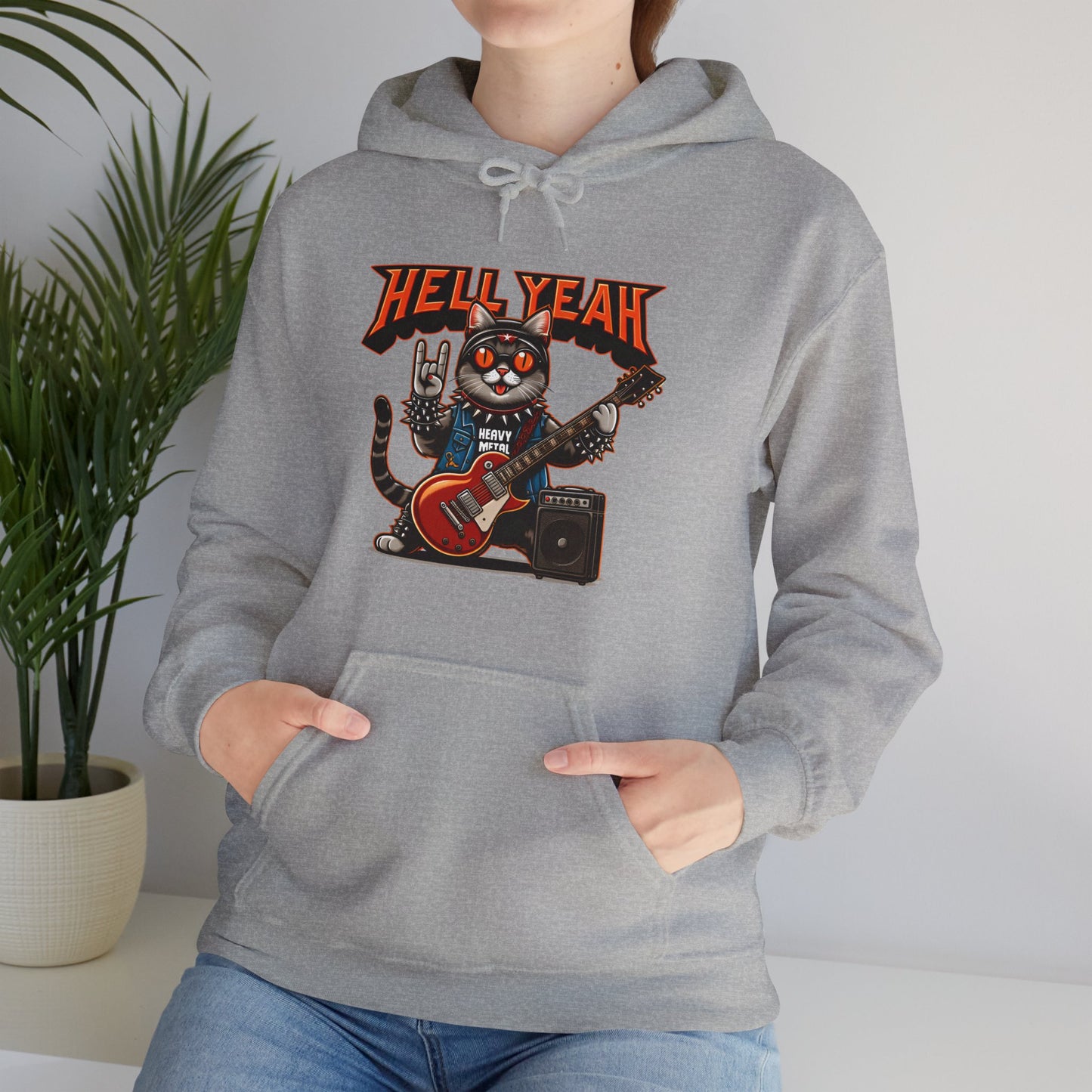 Heavy Metal Cat Gender-Neutral Hoodie