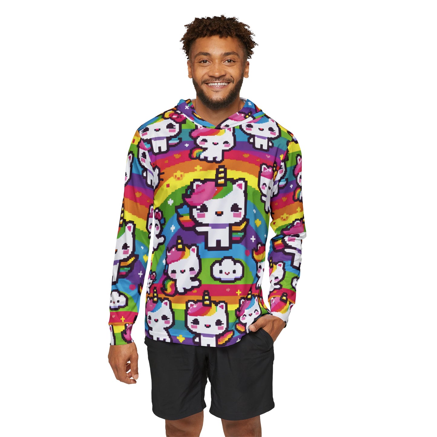 Pixel Pride Unicorn Cats Unisex Lightweight Hoodie