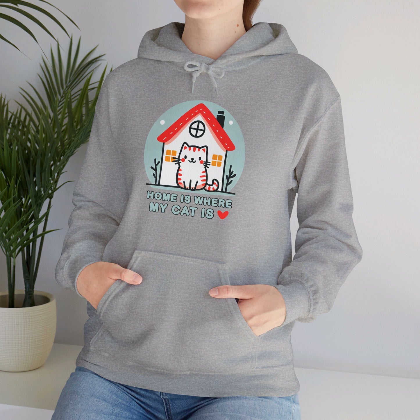 Home is Where my Cat is Gender-Neutral Hoodie