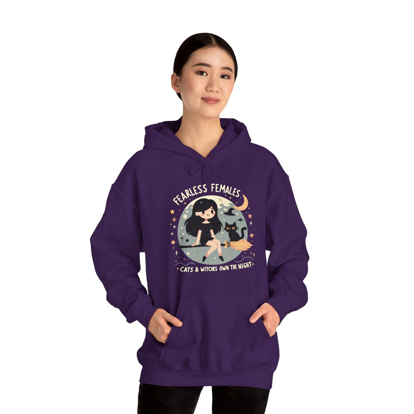 Fearless Females: Cats & Witches Own the Night Gender-Neutral Hoodie