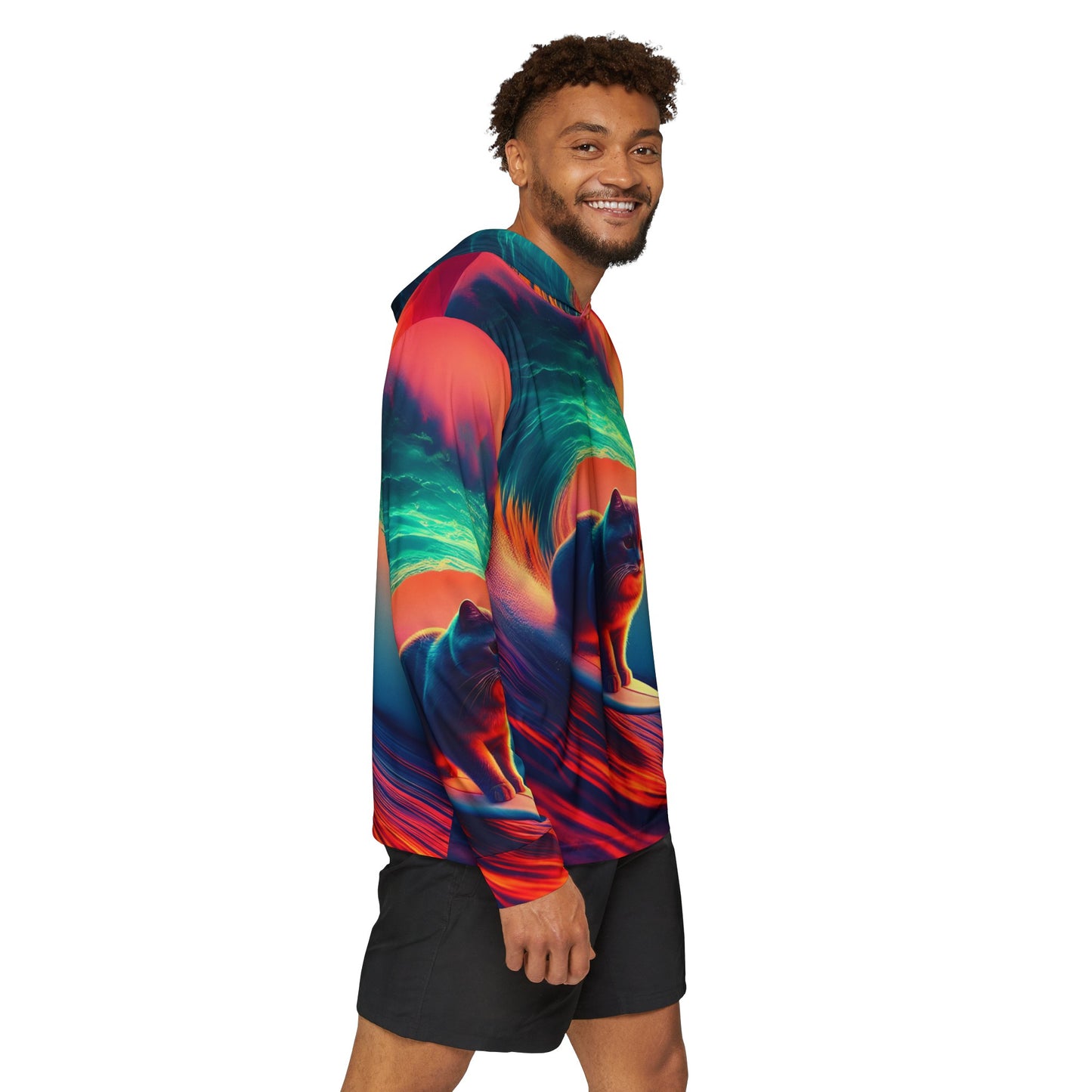 California Surfing Cat Unisex Lightweight Hoodie