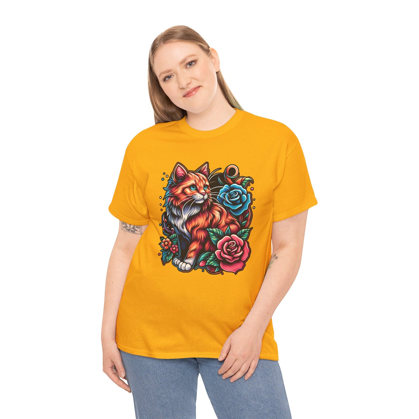 Tattoo Cat and Roses T-Shirt