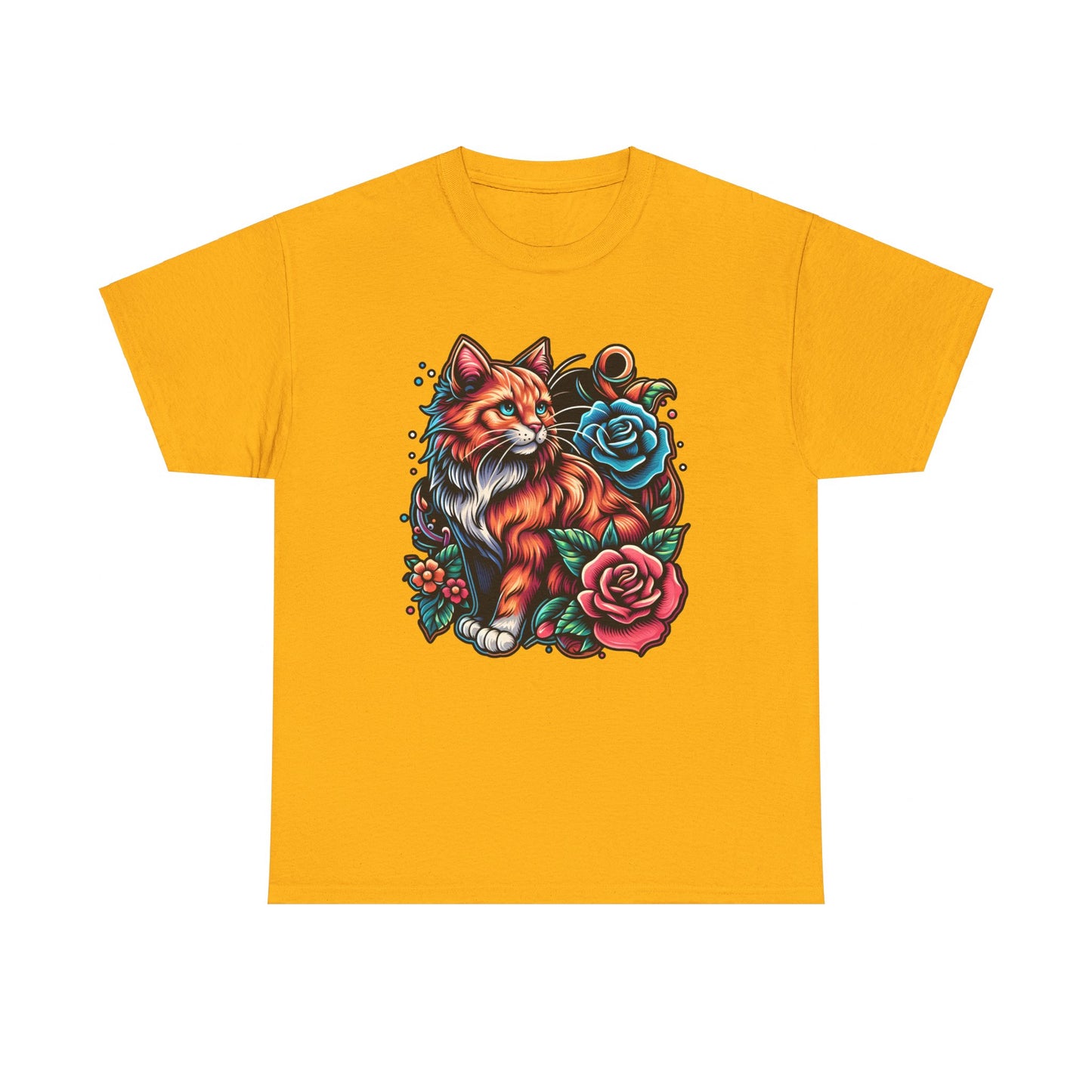 Tattoo Cat and Roses T-Shirt