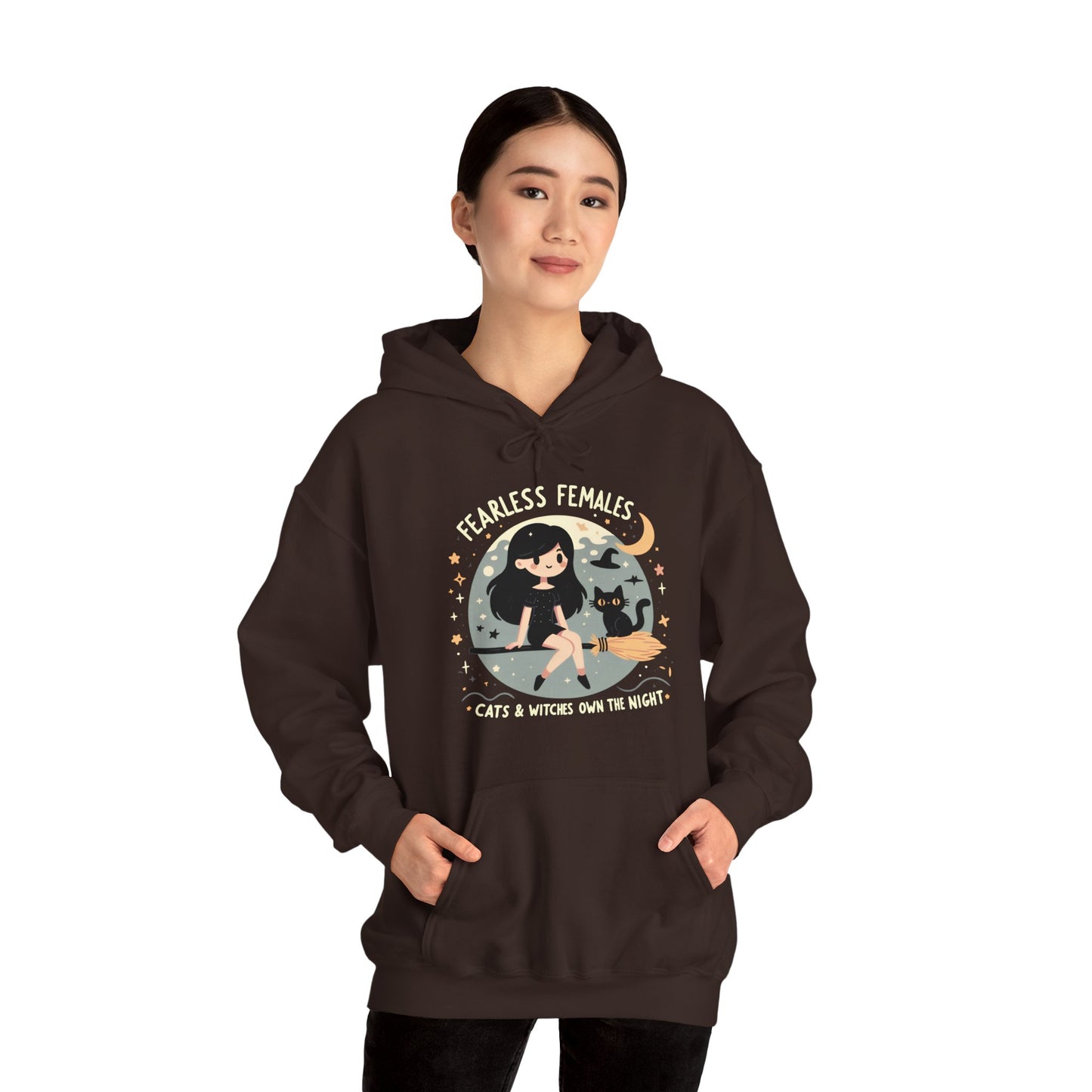 Fearless Females: Cats & Witches Own the Night Gender-Neutral Hoodie