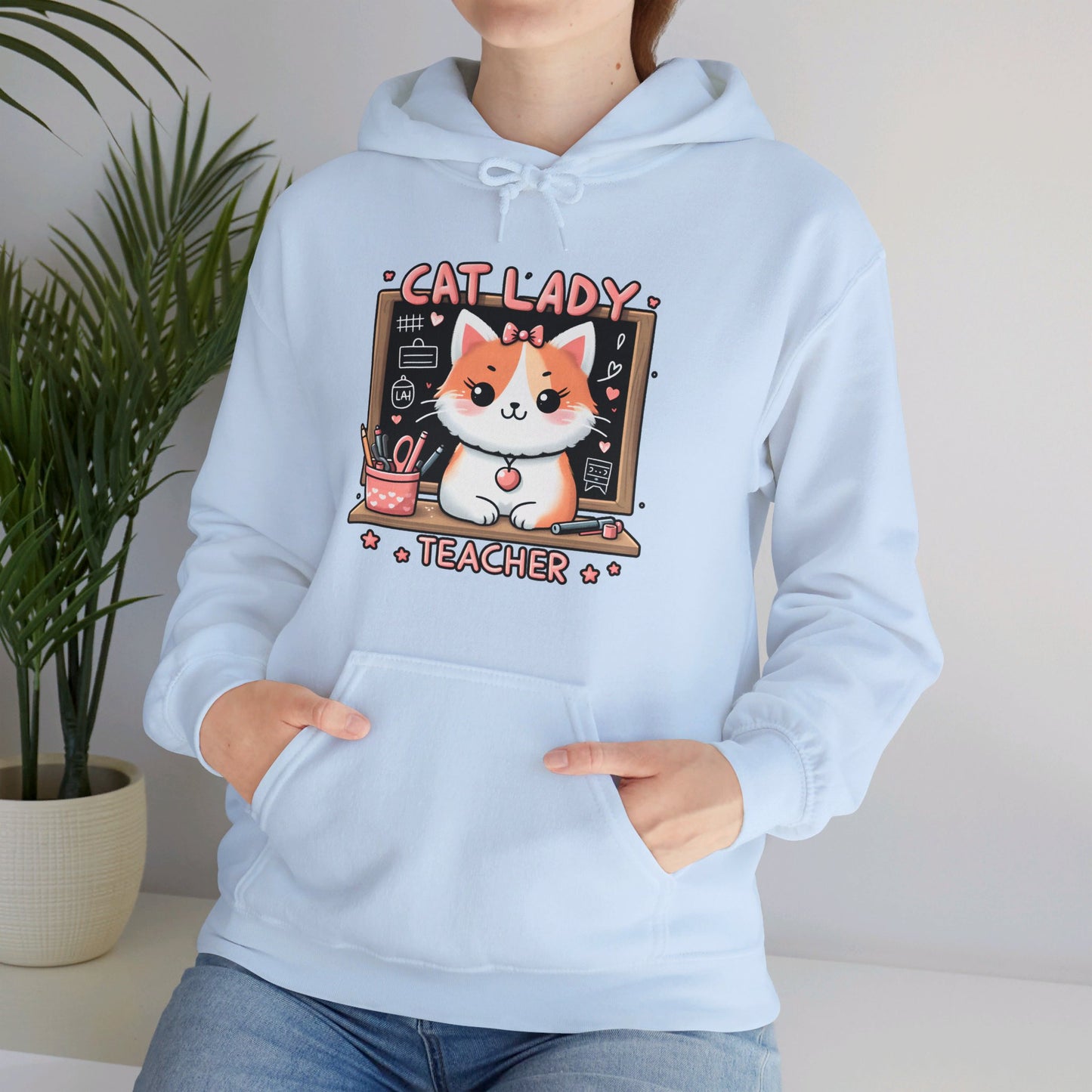 Cat Lady Teacher Gender-Neutral Hoodie