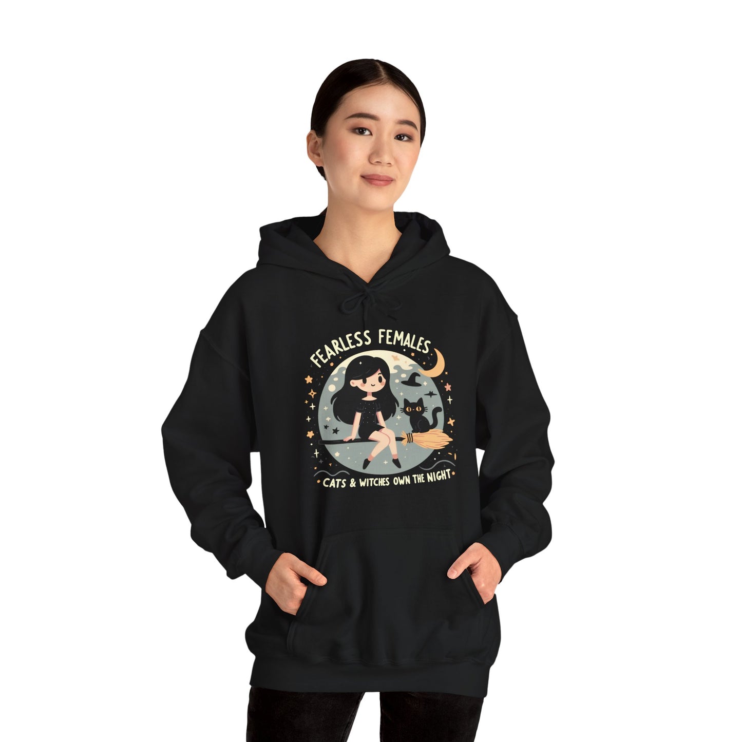 Fearless Females: Cats & Witches Own the Night Gender-Neutral Hoodie