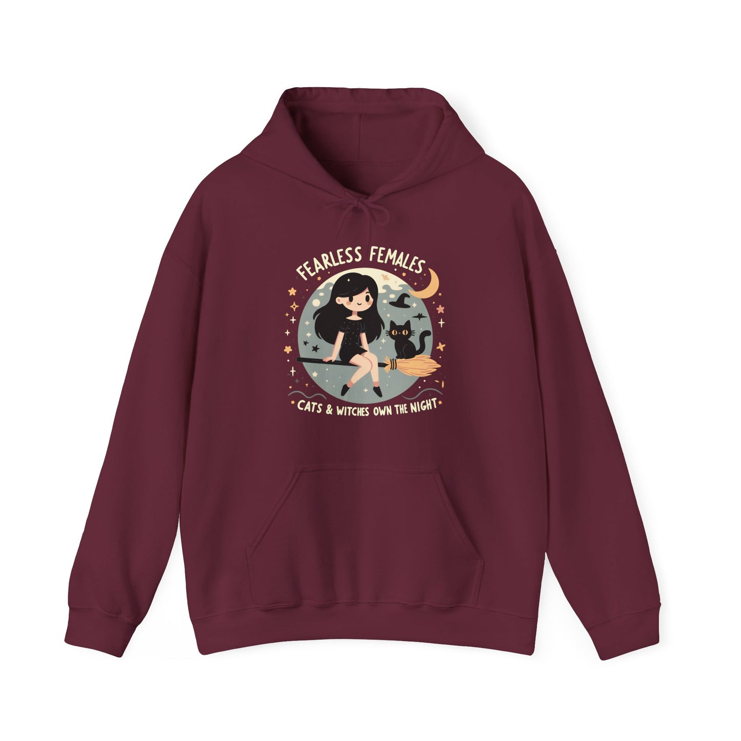 Fearless Females: Cats & Witches Own the Night Gender-Neutral Hoodie